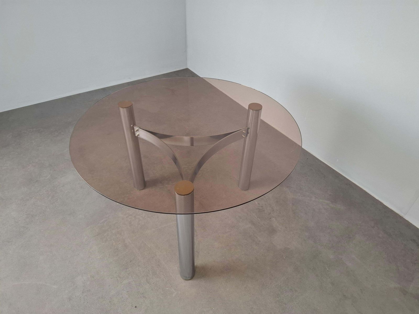Midcentury Czechoslovak Smoked Glass Coffee Table, Chrome Metal, 1970s photo Furniture