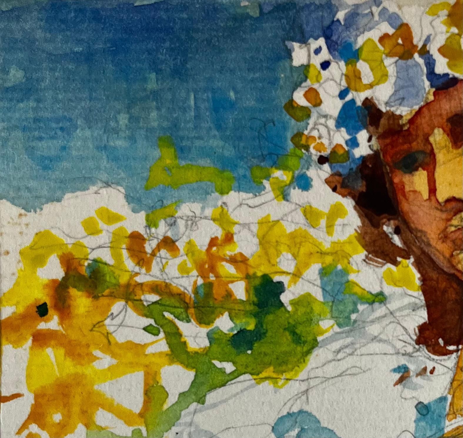 Pierre Neveuexpressive Female Portrait With Raised Hand French Modernist Watercolor Gouache photo vinterior