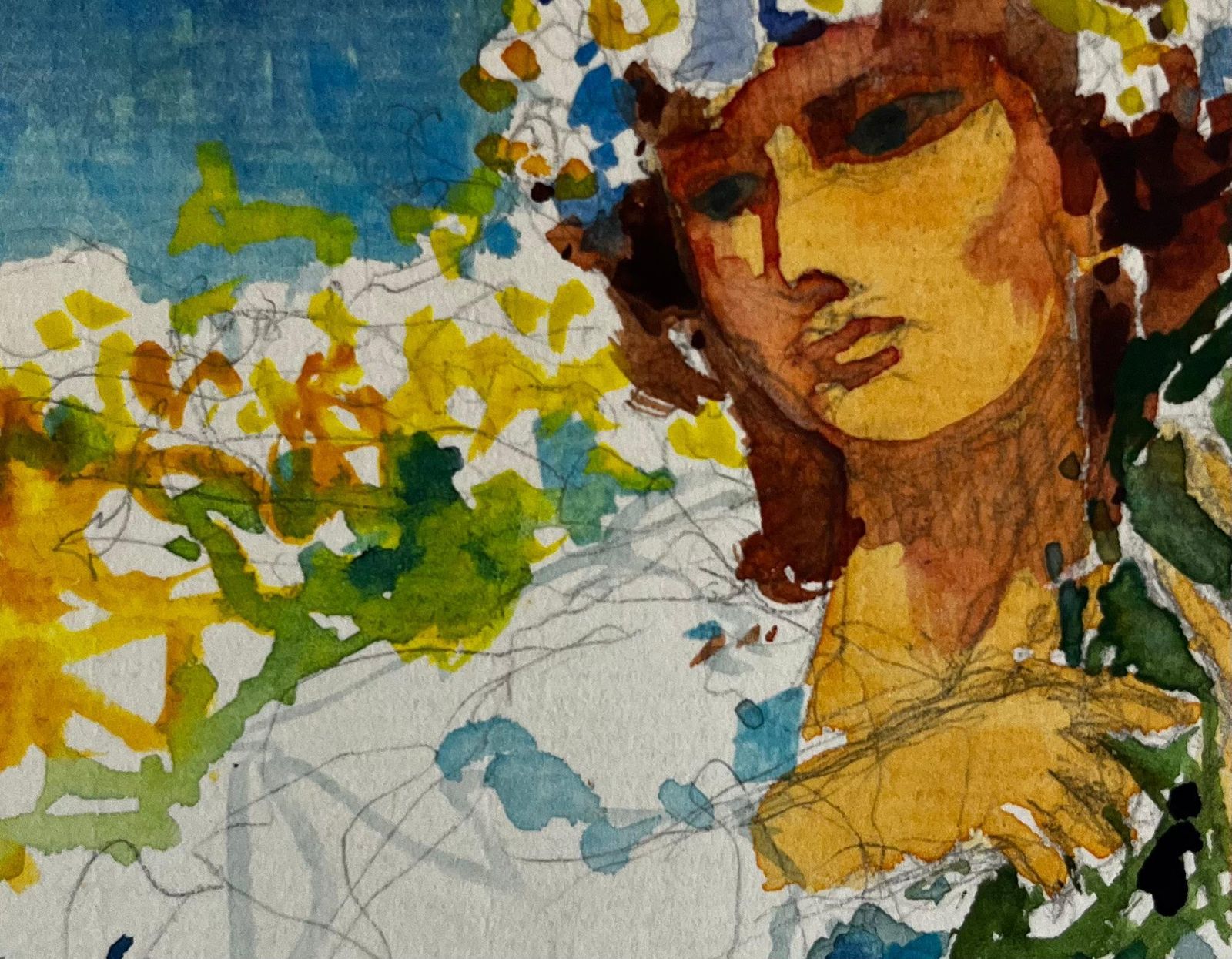 Pierre Neveuexpressive Female Portrait With Raised Hand French Modernist Watercolor Gouache photo buy
