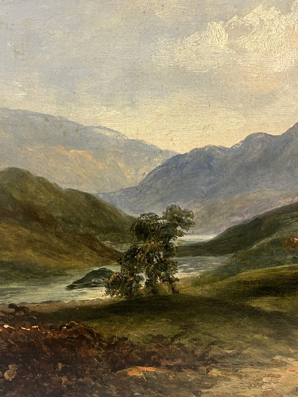 Antique Scottish Schoolancient Castle Ruins In Scottish Highlands Landscape 19th Century Oil Painting1953 photo 1300.0
