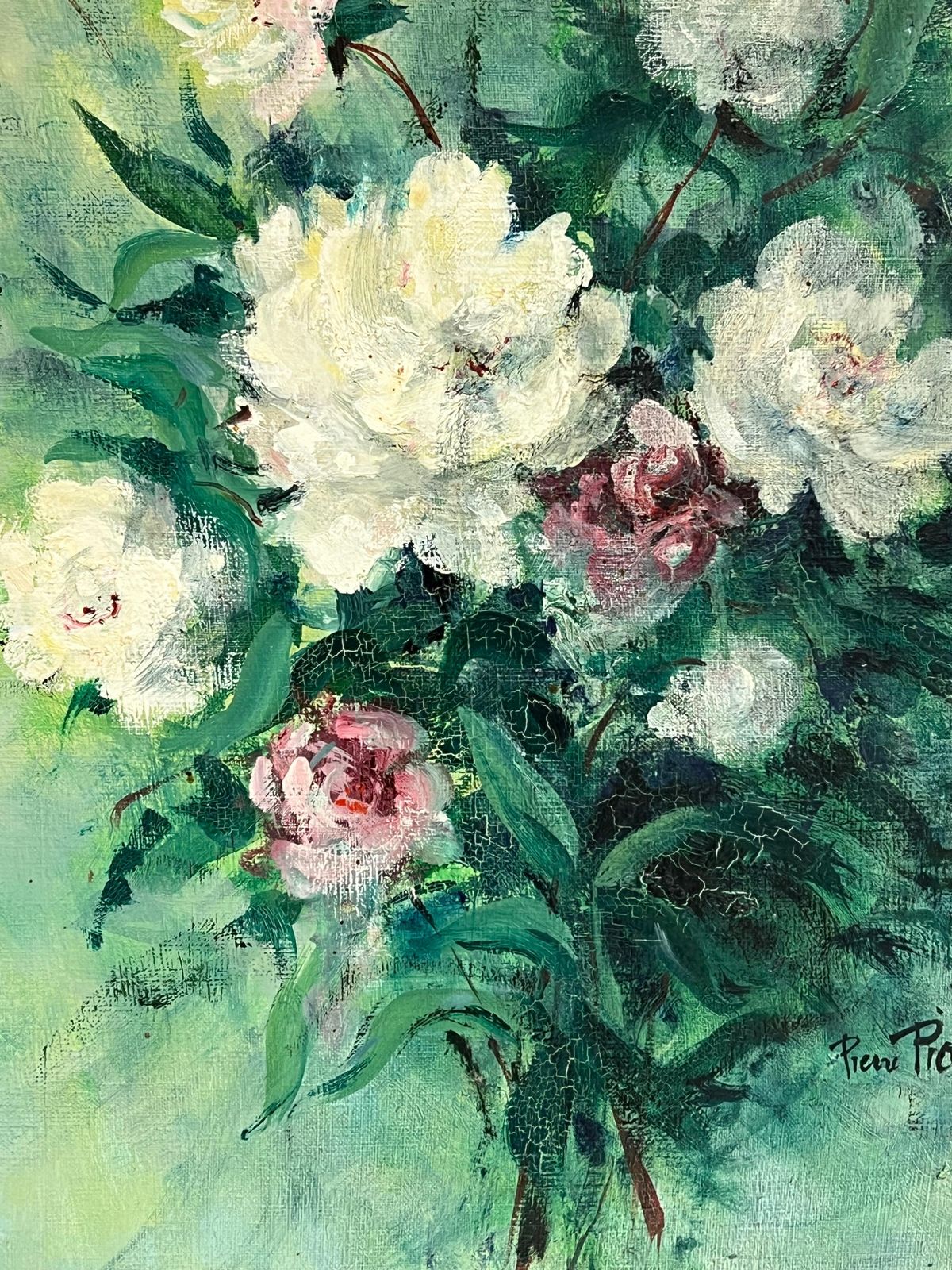 Pierre Piot (1921 1998)large 20th Century French Impressionist Oil Still Life Flowers photo vinterior