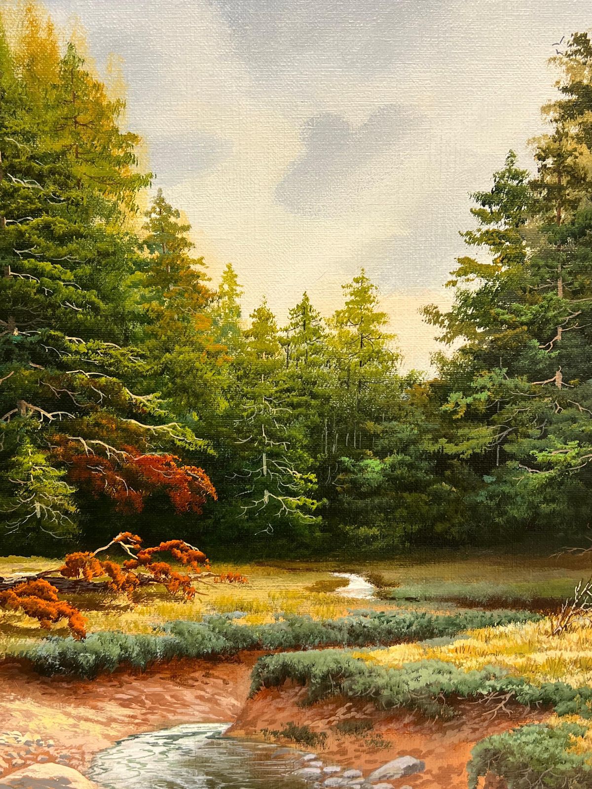 Brian Horswelllarge British Oil Painting Wild Horses In Dartmoor Forest Landscape, Signed1953 photo Art