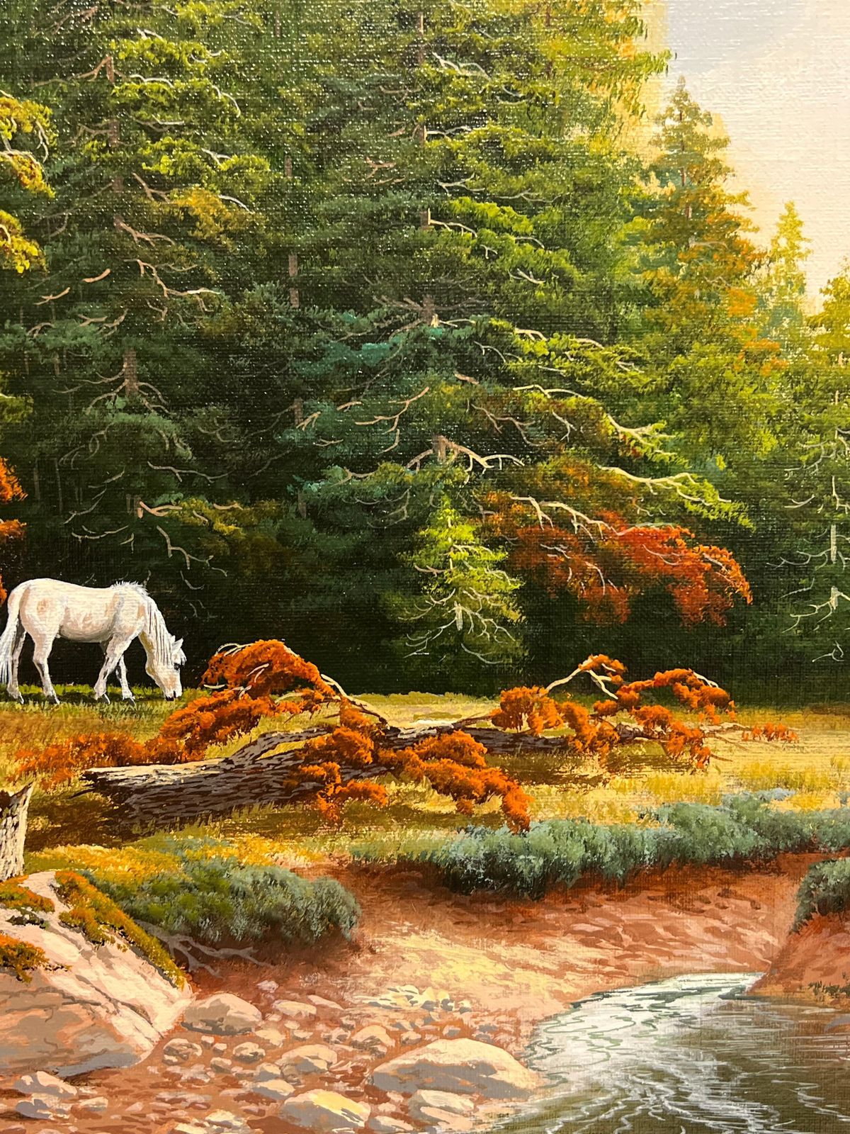 Brian Horswelllarge British Oil Painting Wild Horses In Dartmoor Forest Landscape, Signed1953 photo 1014.0