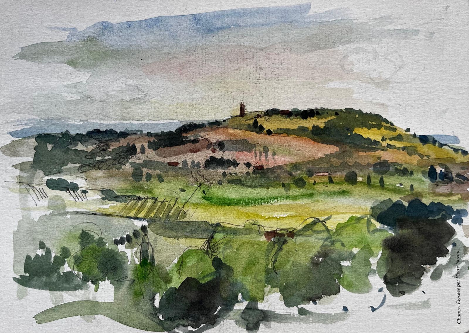 Pierre Neveurolling Provence Hills With Distant Tower And Verdant Fields French Landscape