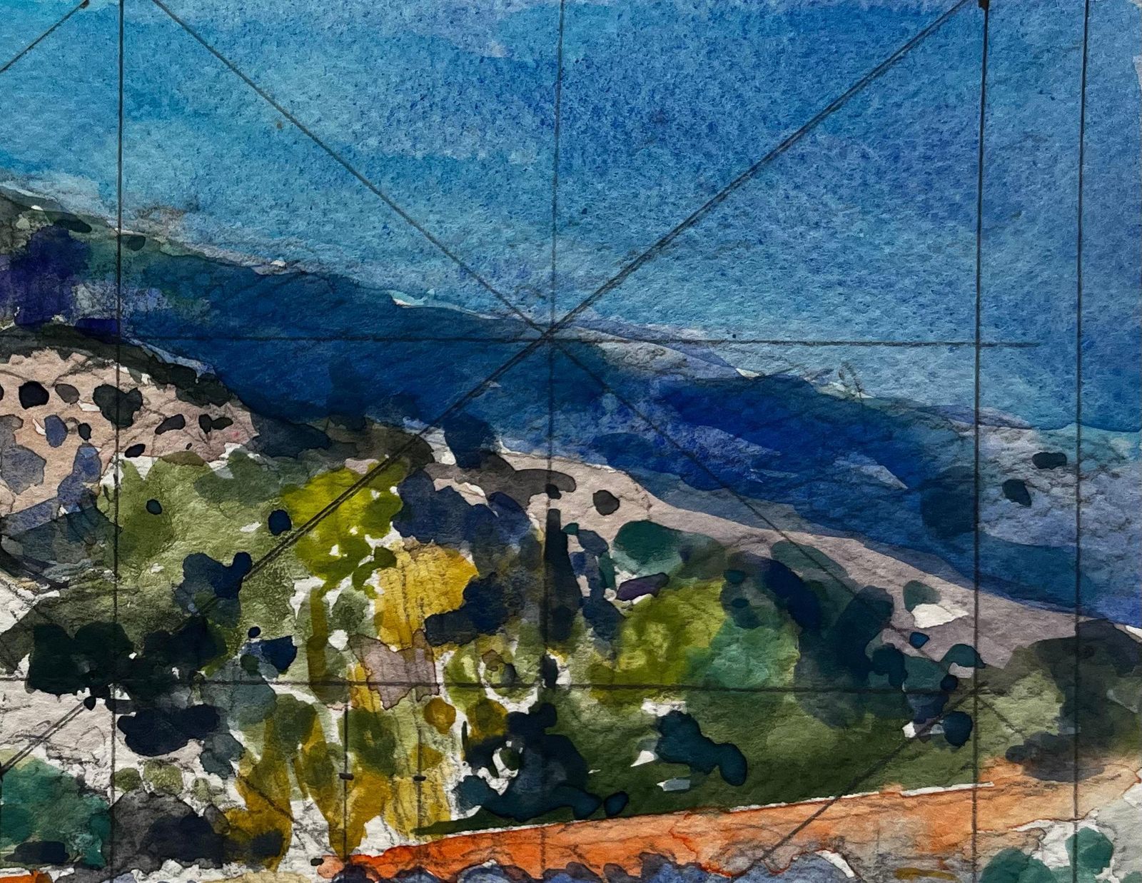 Pierre Neveurevestel Provence Mountain Landscape With Stone Houses French Watercolor photo Art