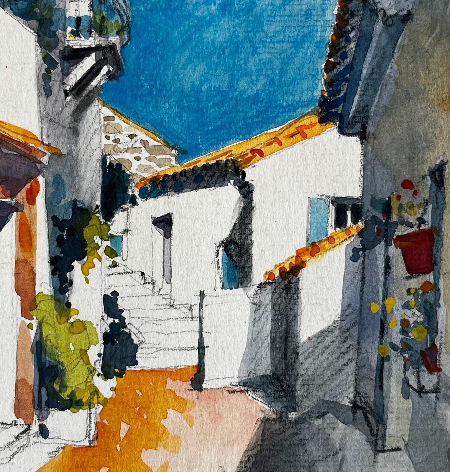 Pierre Neveusunlit Cucuron Mediterranean Alleyway Whitewashed Houses French Village photo buy