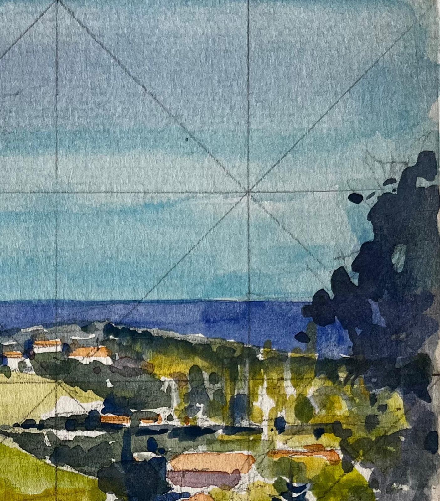 Pierre Neveuchateauneuf Landscape Hillside View French Vineyards Sea Horizon And Village photo vinterior