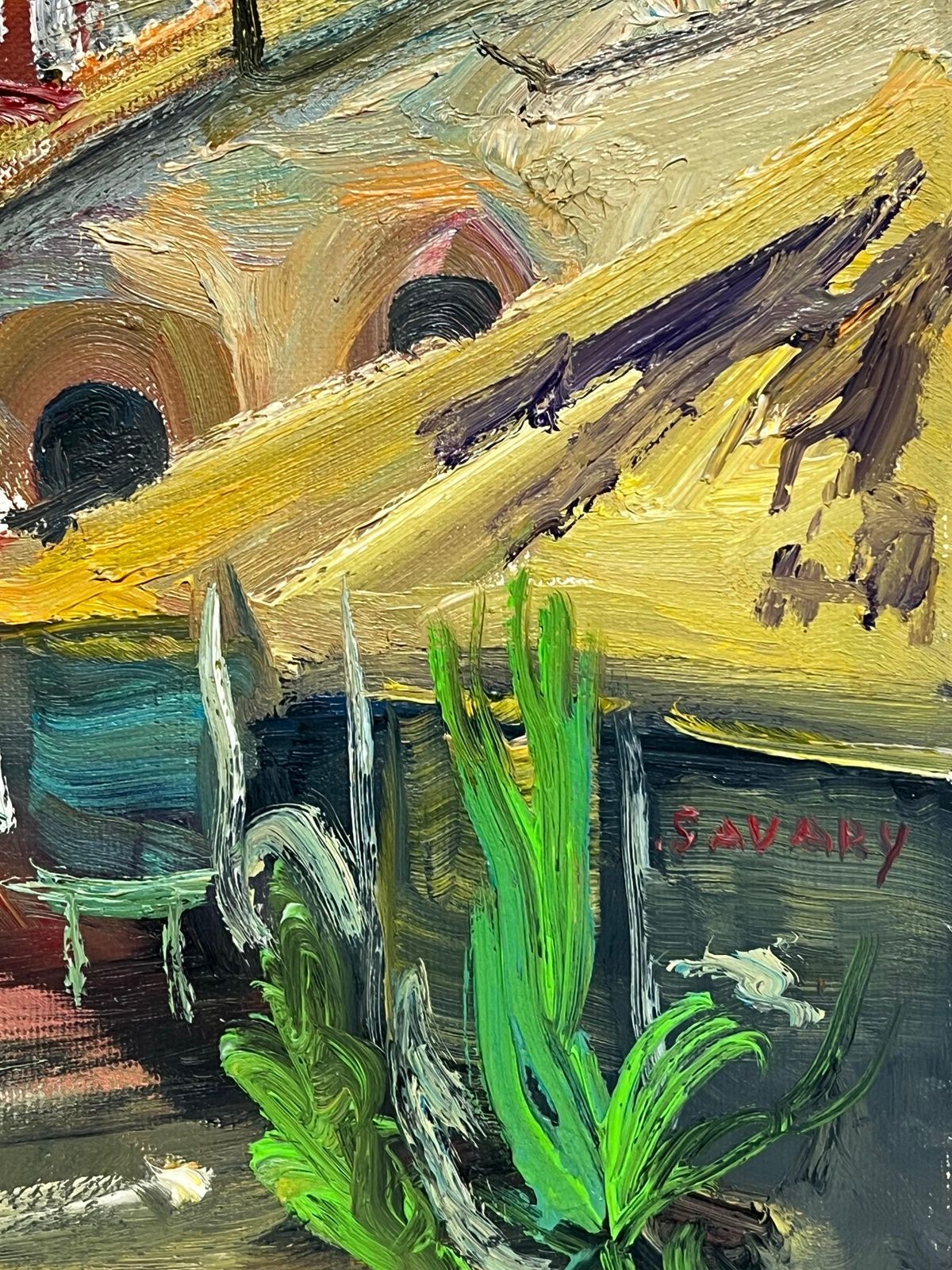 Robert Savarycours Saleya Nice Market Old Town Signed Original Vibrant Oil Paintingc.198's photo vintage
