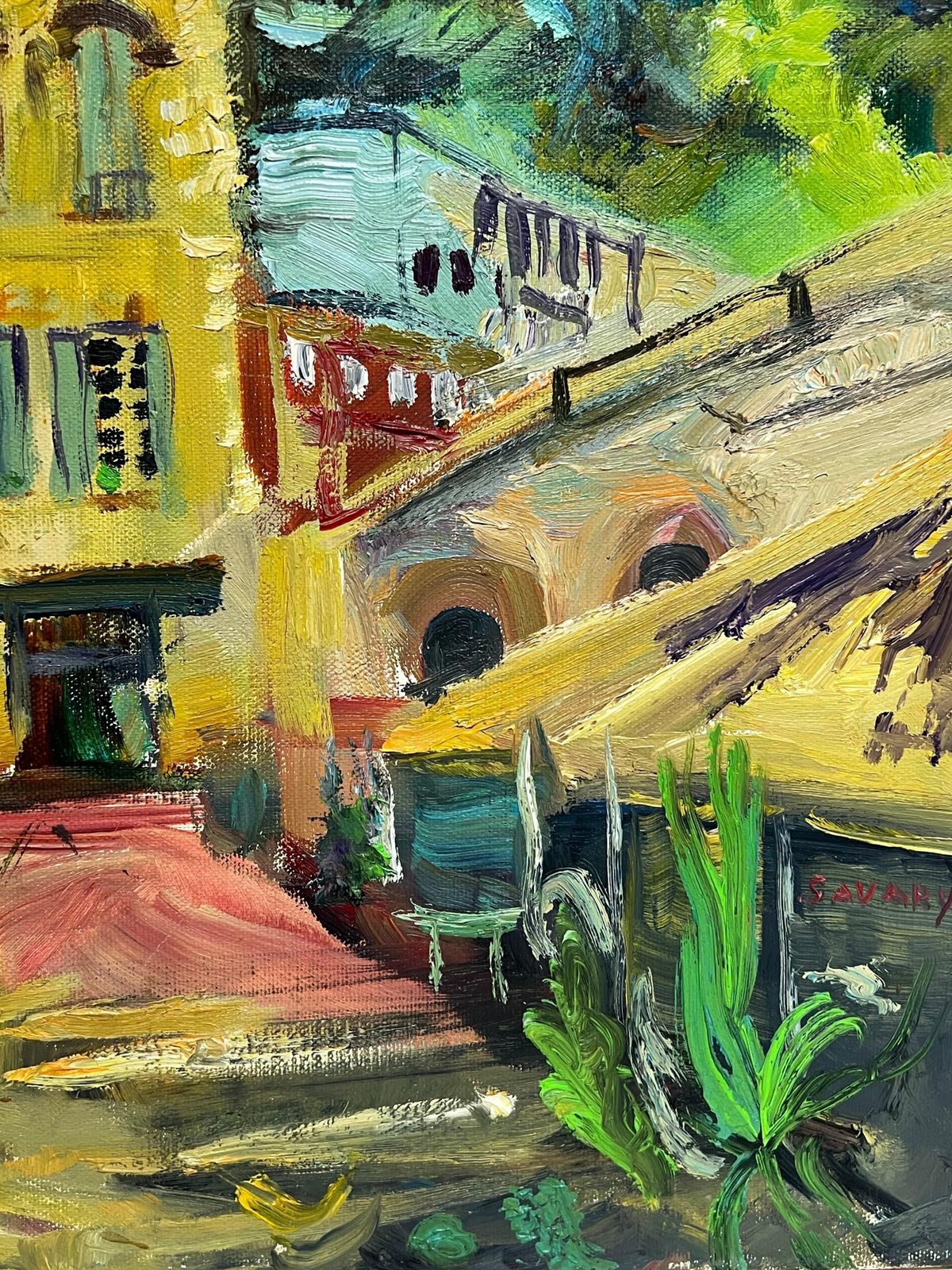 photo furniture Robert Savarycours Saleya Nice Market Old Town Signed Original Vibrant Oil Paintingc.198's