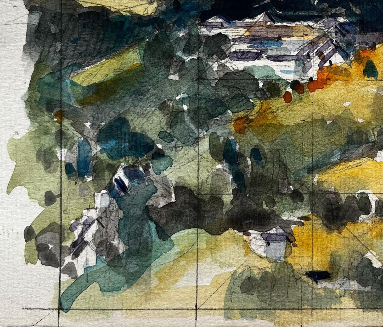 Pierre Neveuexpansive Hilltop Village View Countryside Fields Trees And Sky Watercolor photo Art