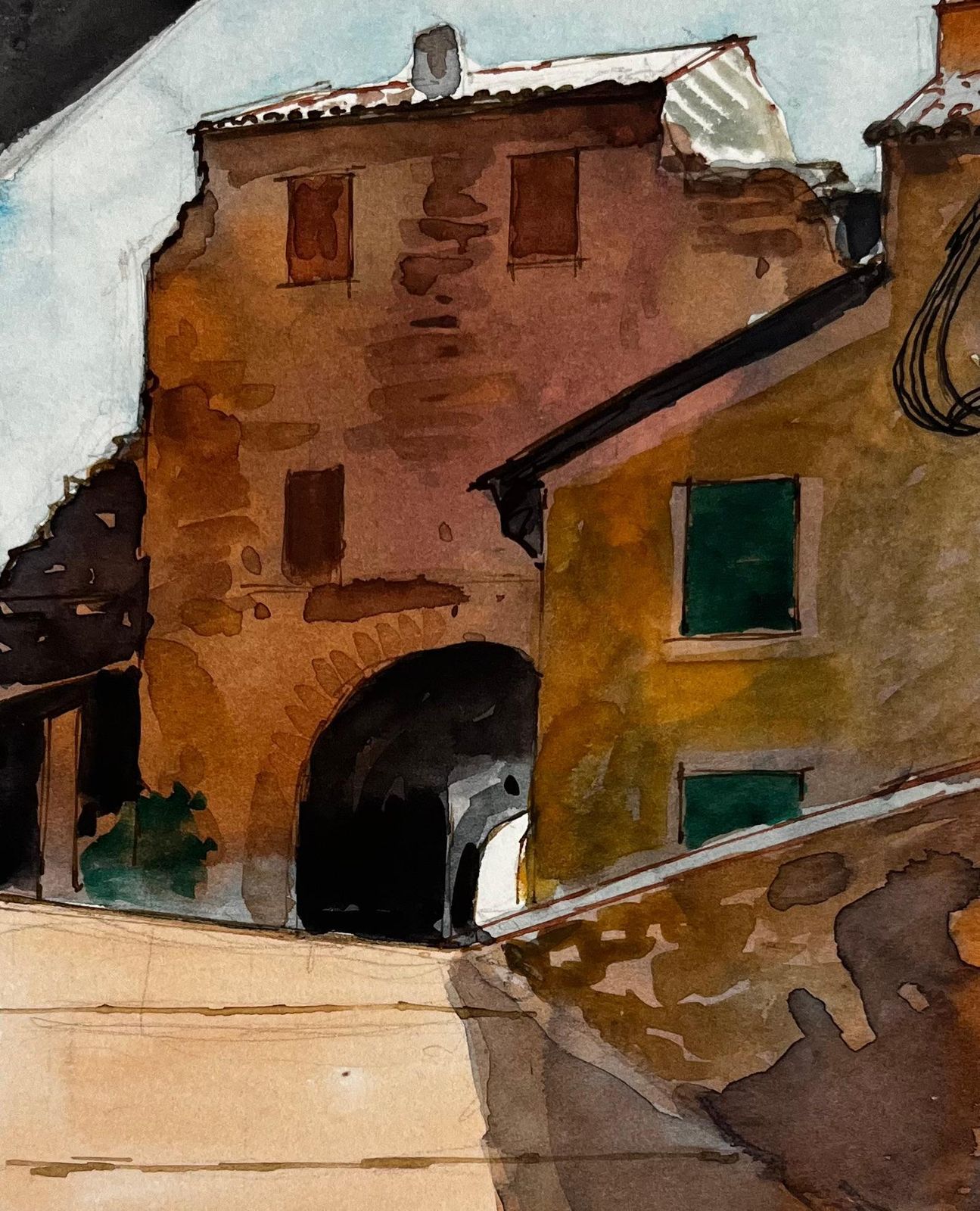 Pierre Neveufrench Village Archway Stone Passage Terracotta Houses And Sunlit Alley photo buy