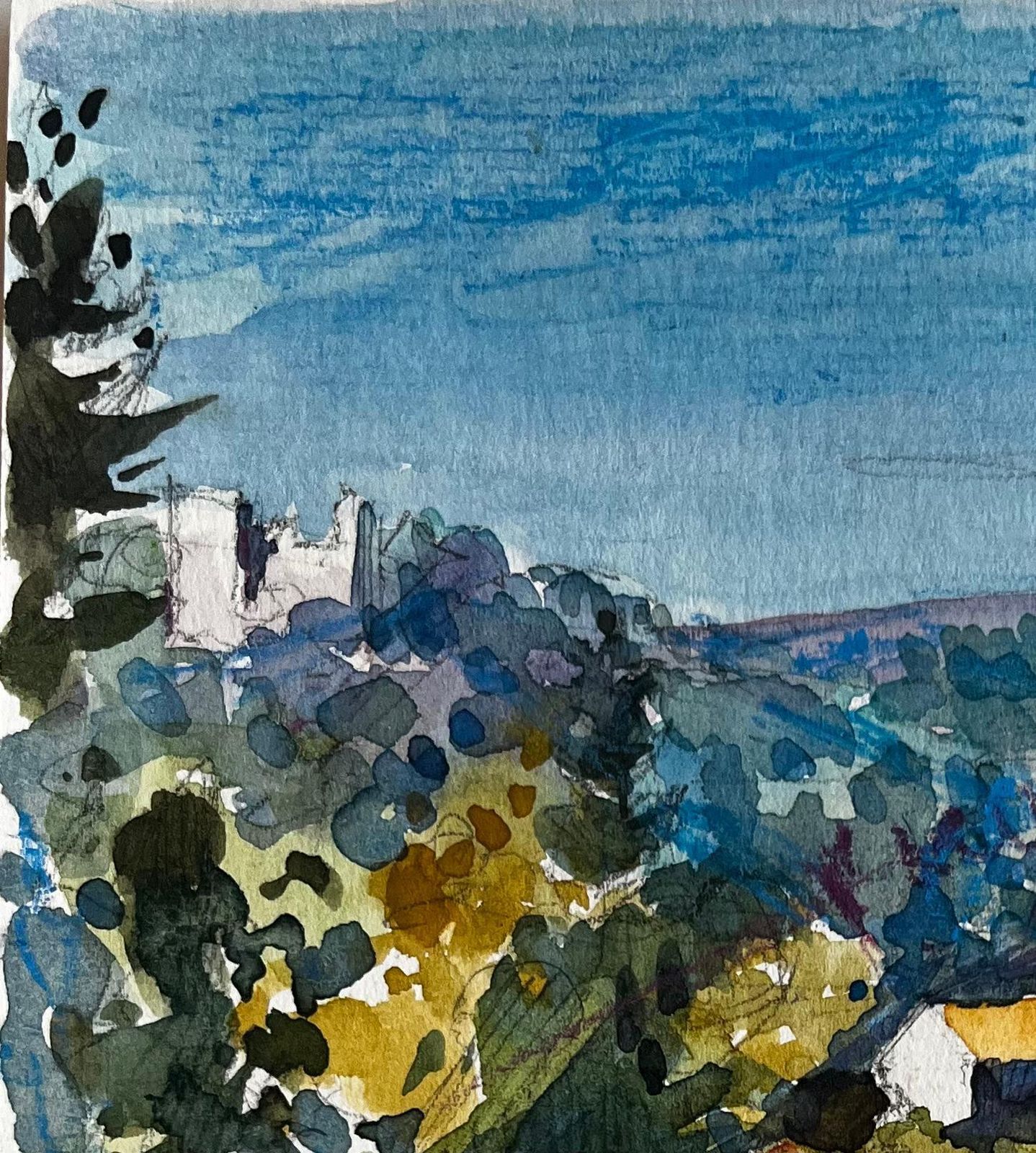 Pierre Neveuluberon Hillside View Lacostec French Landscape Rooftops Trees And Blue Sky photo 479.0