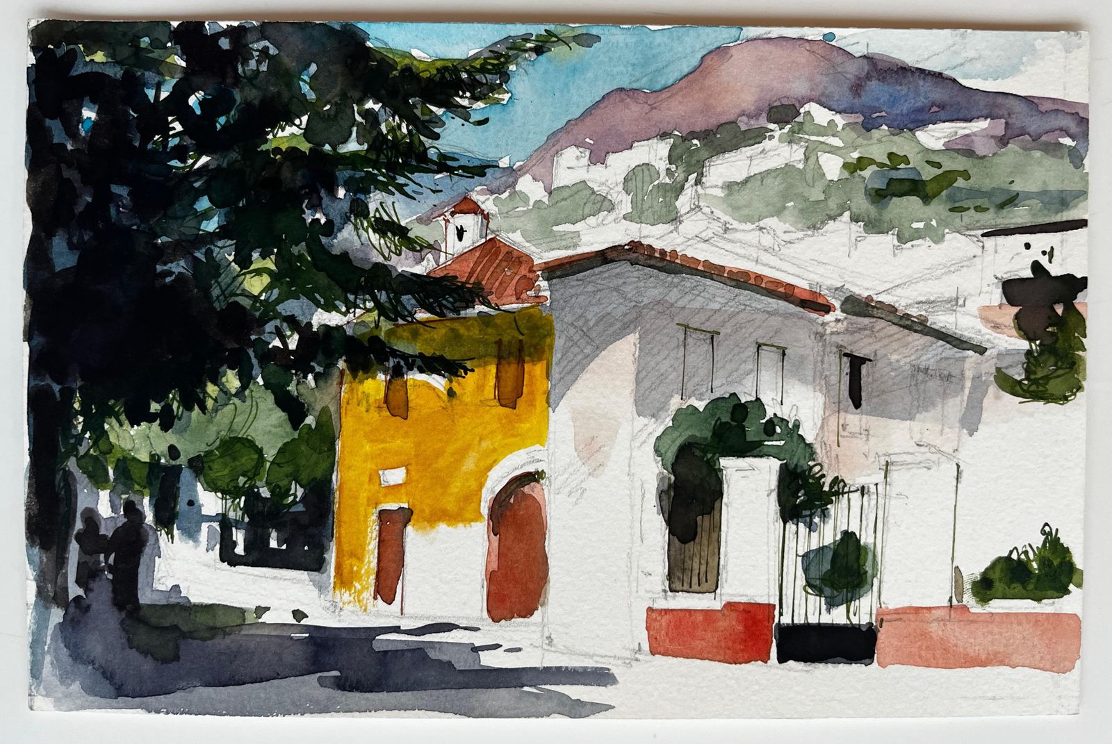 Pierre Neveufrench Countryside Houses Cypress Trees Mountain View And Sunlit Street photo furniture