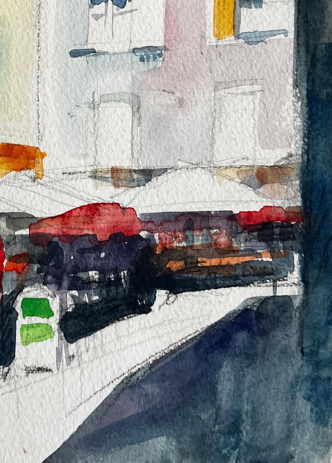 Pierre Neveufrench Street Café Colourful Facades Sunlit Terrace And Market Awnings photo vinterior