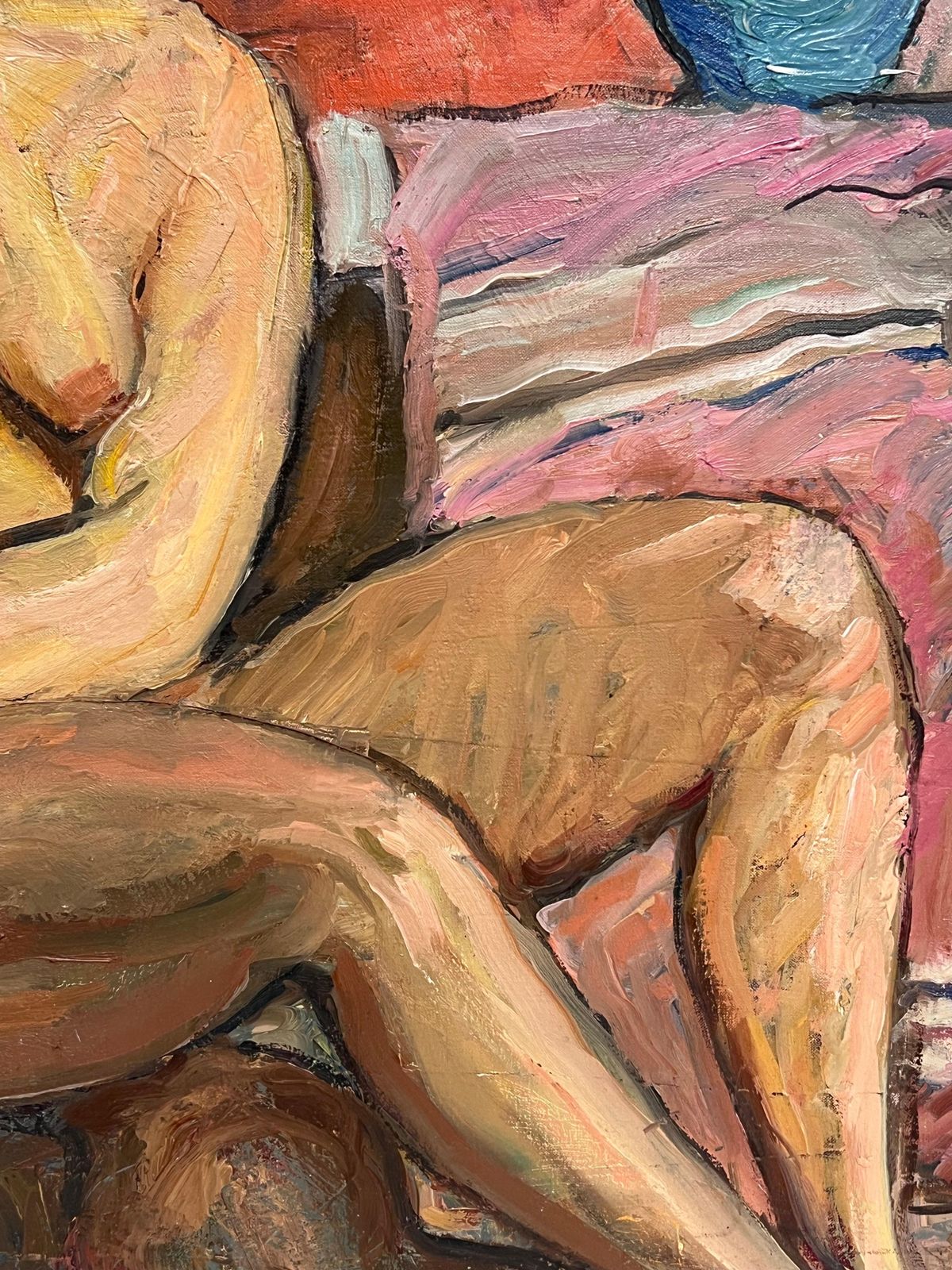 Suzanne Dinkessuperb French Mid Century Oil Painting Nude Woman Artists Model In Interior Room1950's photo 943.0