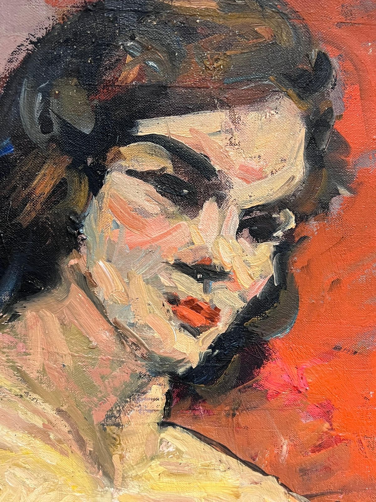 Suzanne Dinkessuperb French Mid Century Oil Painting Nude Woman Artists Model In Interior Room1950's photo vintage