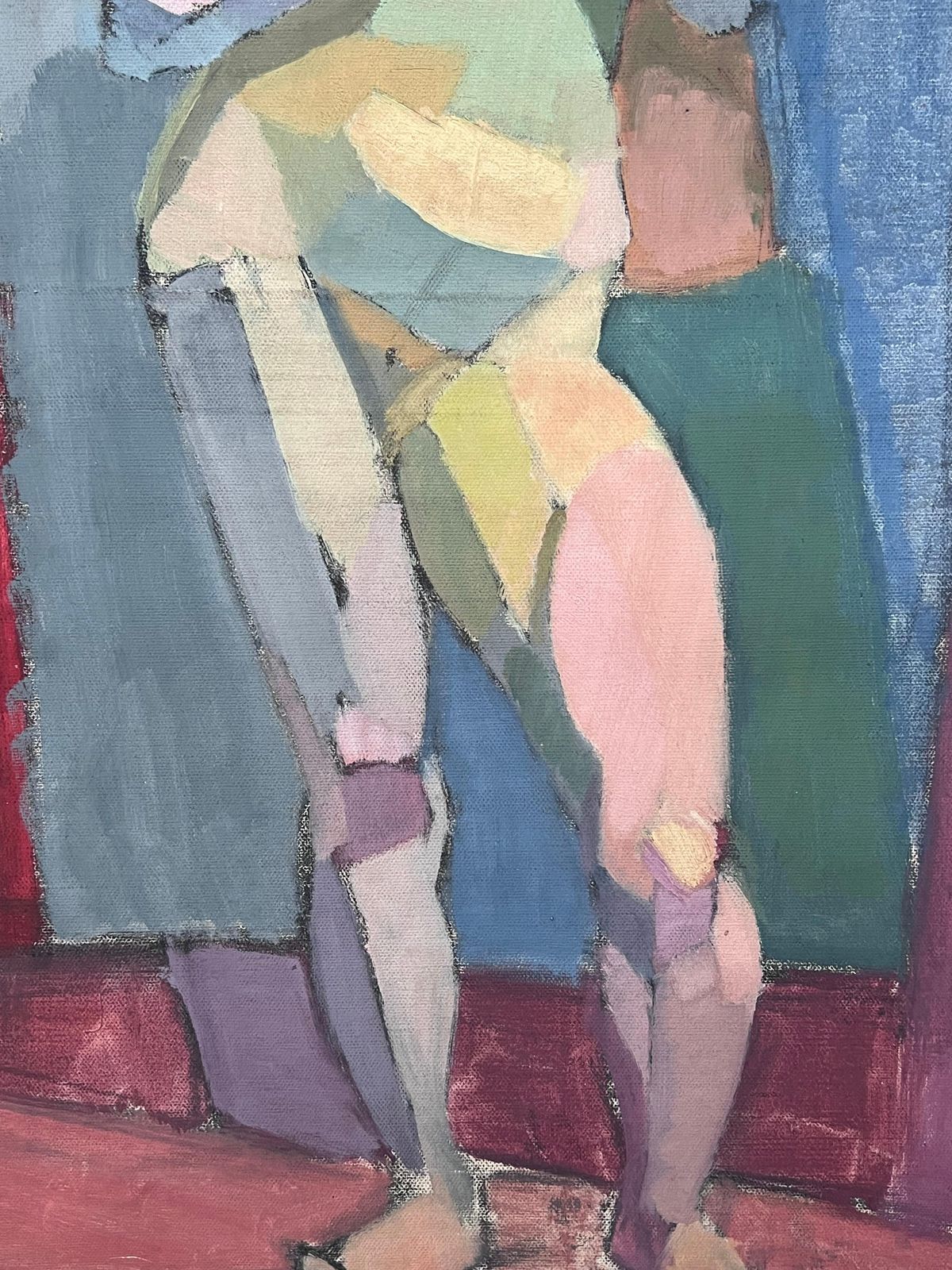 Laure Noetzin Azam (French 1929 2024)fine Mid 20th Century French Cubist Oil Painting Nude Woman Standing photo 1511.0