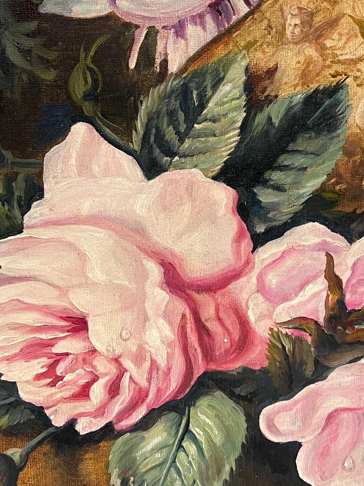photo for sale Frank Lonsdalefine Classical Still Life Of Ornate Flowers On Marble Plinth Signed English Oil1936