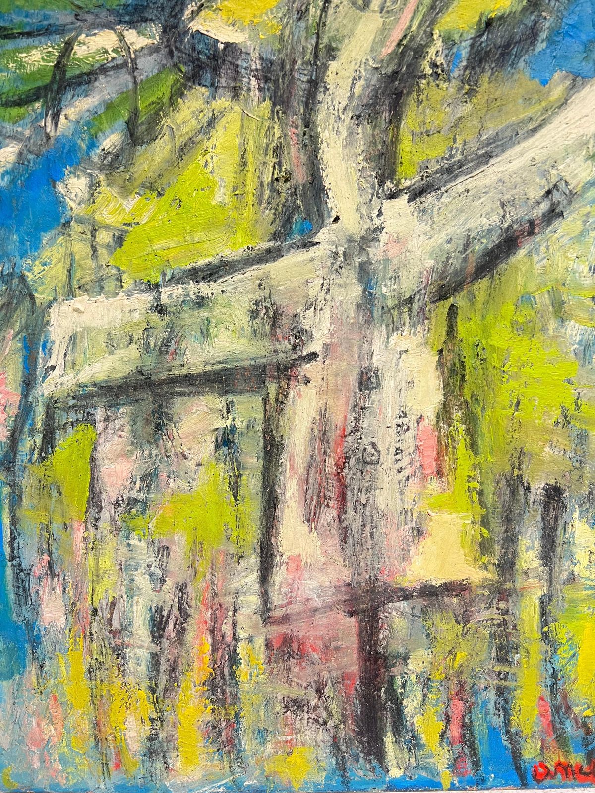 French School Large French Modernist Abstract Figurative Signed Oil Painting 19911991 photo buy