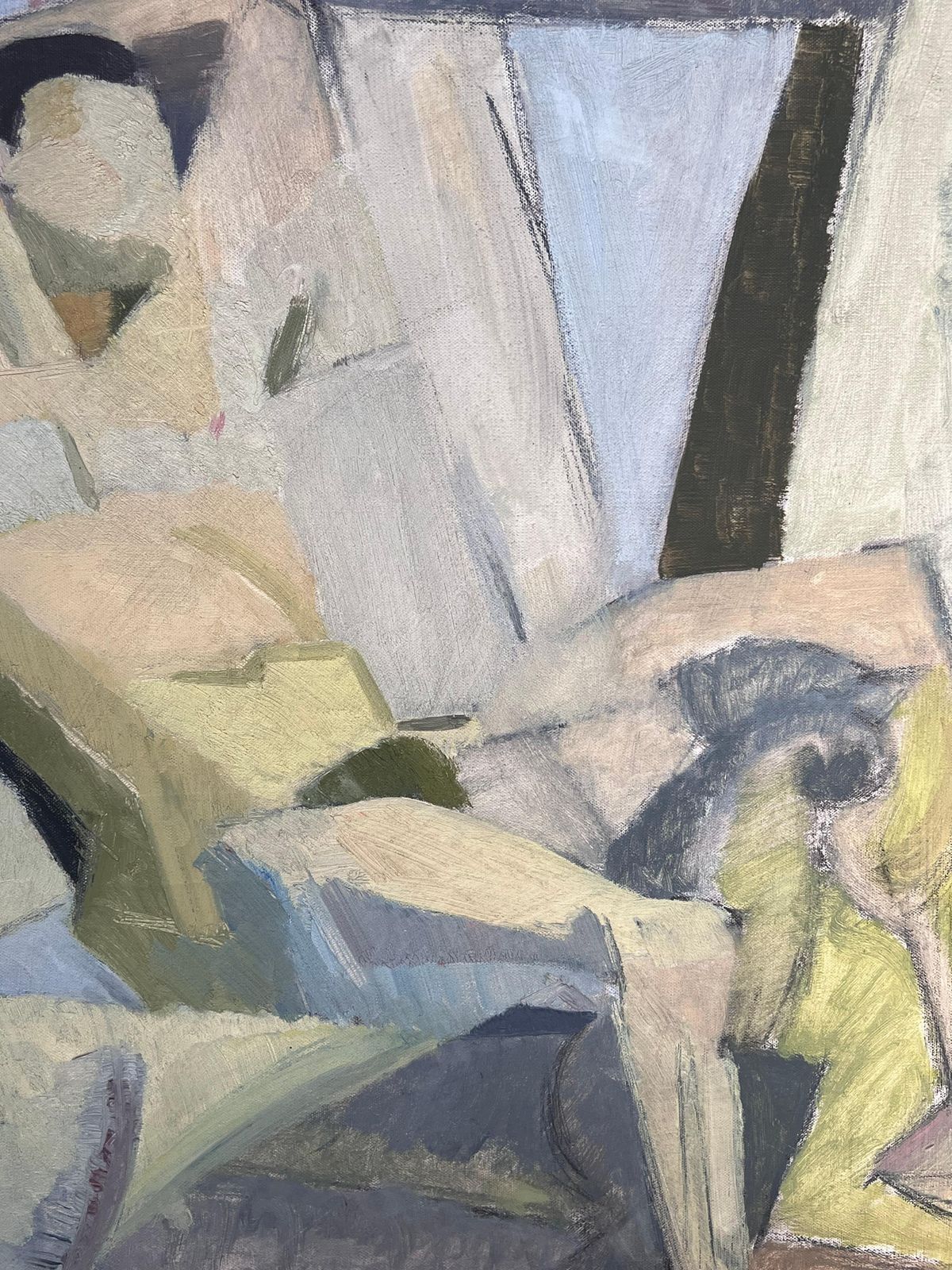 Laure Noetzin Azam (French 1929 2024)mid 20th Century French Modernist Cubist Oil Painting Female Nude Artists Model photo 1628.0