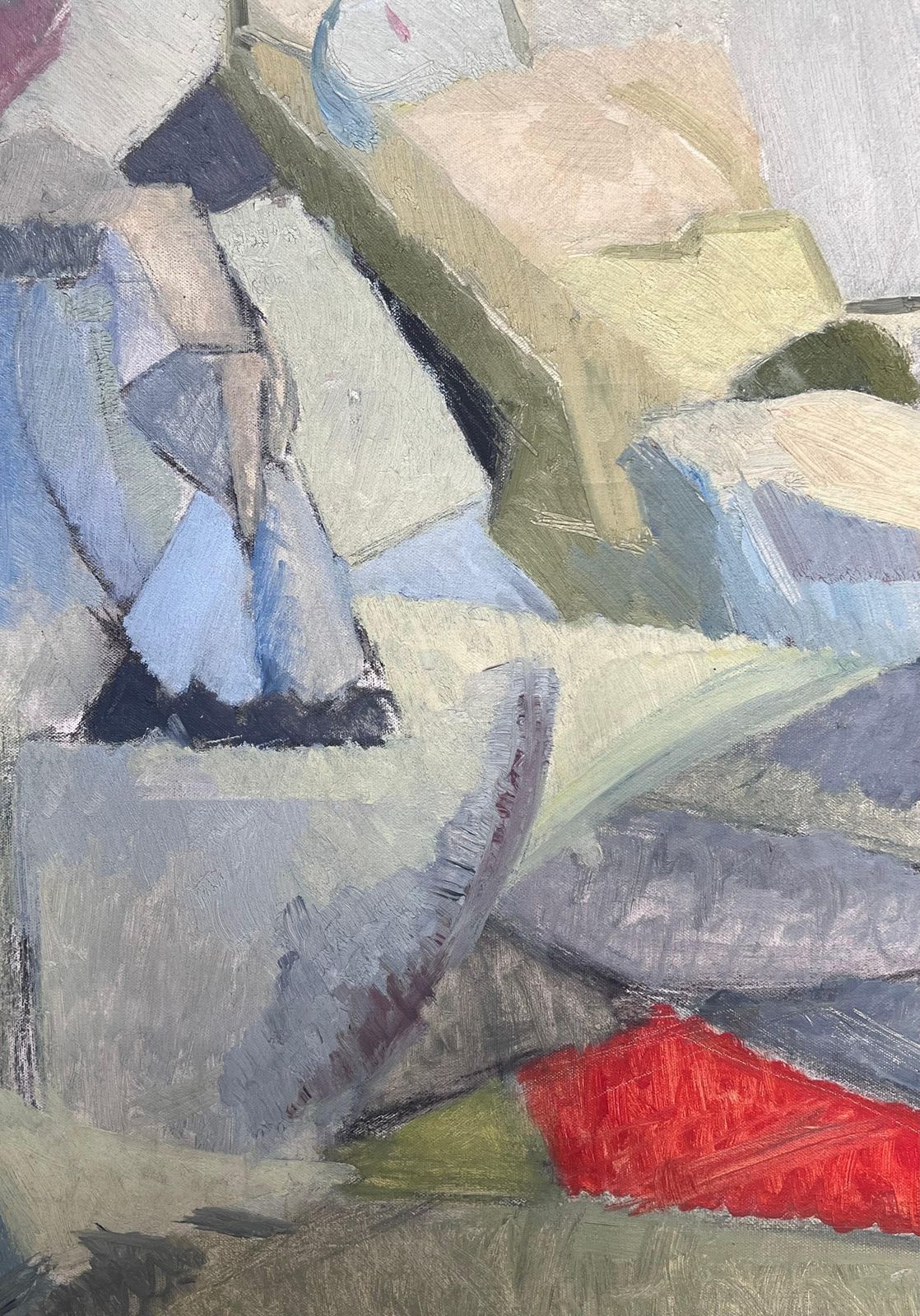 photo furniture Laure Noetzin Azam (French 1929 2024)mid 20th Century French Modernist Cubist Oil Painting Female Nude Artists Model