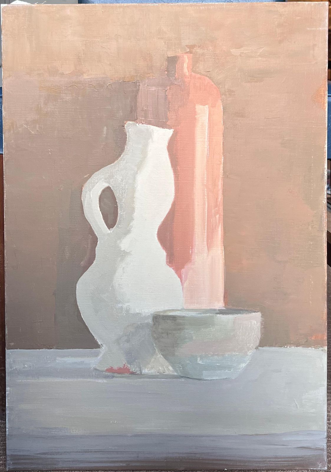 Laure Noetzin Azam (French 1929 2024)20th Century French Modernist Oil Painting Still Life Vases And Bowl photo furniture