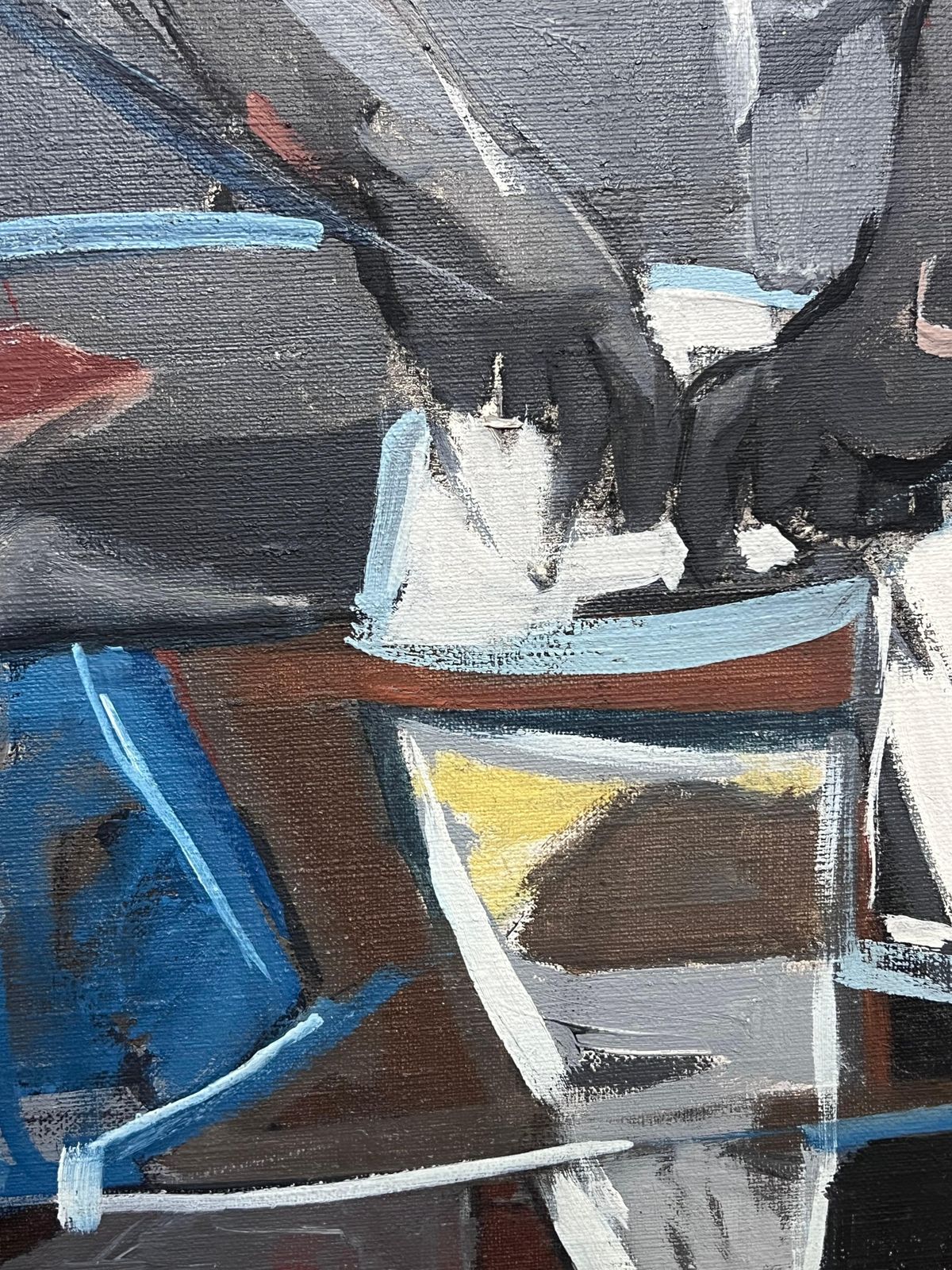 photo furniture Laure Noetzin Azam (French 1929 2024)mid 20th Century French Cubist Oil Painting Female Nude Grey & Blue