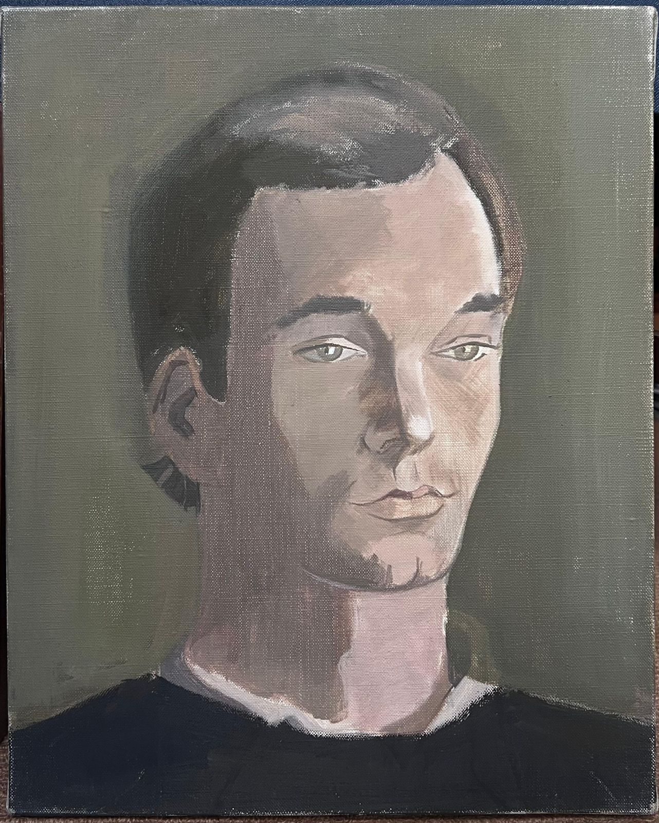 Laure Noetzin Azam (French 1929 2024)head & Shoulders Portrait Young Man 20th Century French Modernist Oil Painting photo furniture