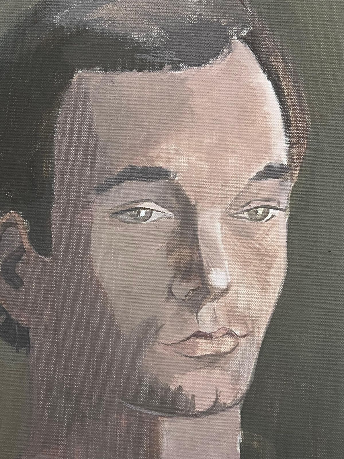 Laure Noetzin Azam (French 1929 2024)head & Shoulders Portrait Young Man 20th Century French Modernist Oil Painting photo for sale