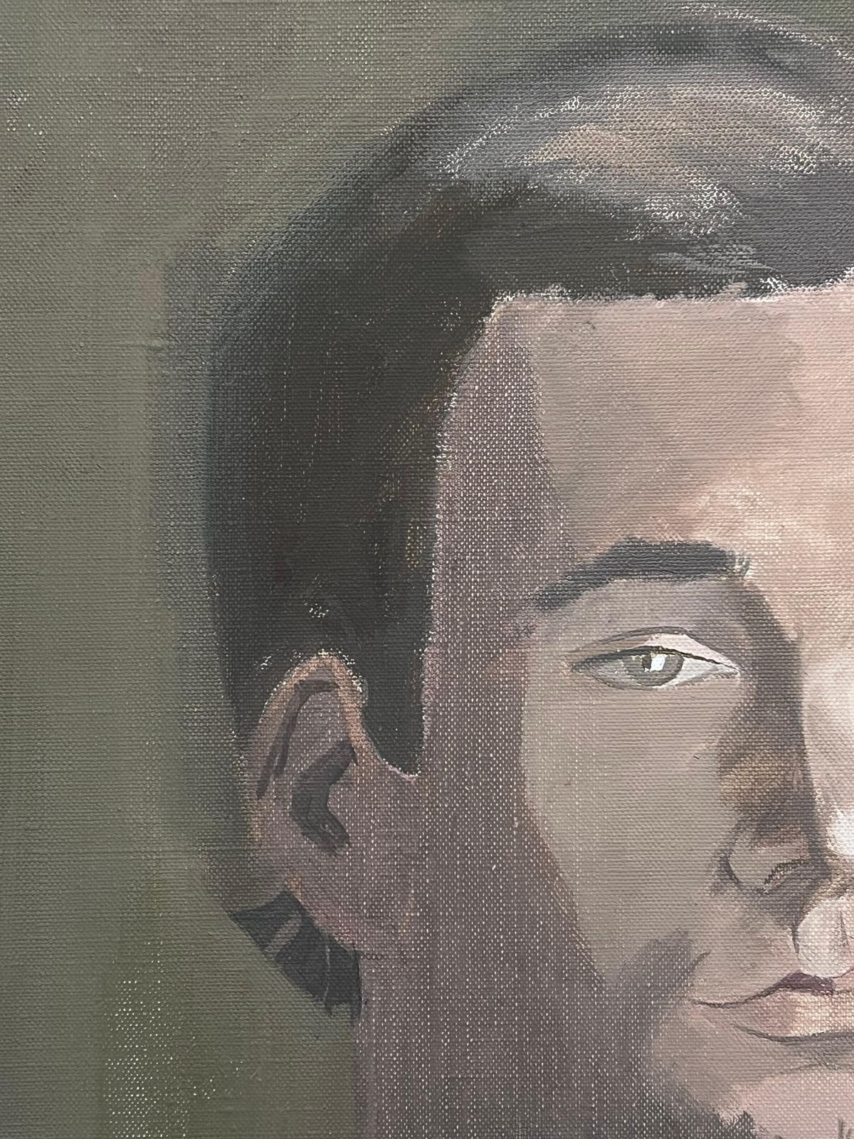 Laure Noetzin Azam (French 1929 2024)head & Shoulders Portrait Young Man 20th Century French Modernist Oil Painting photo Art