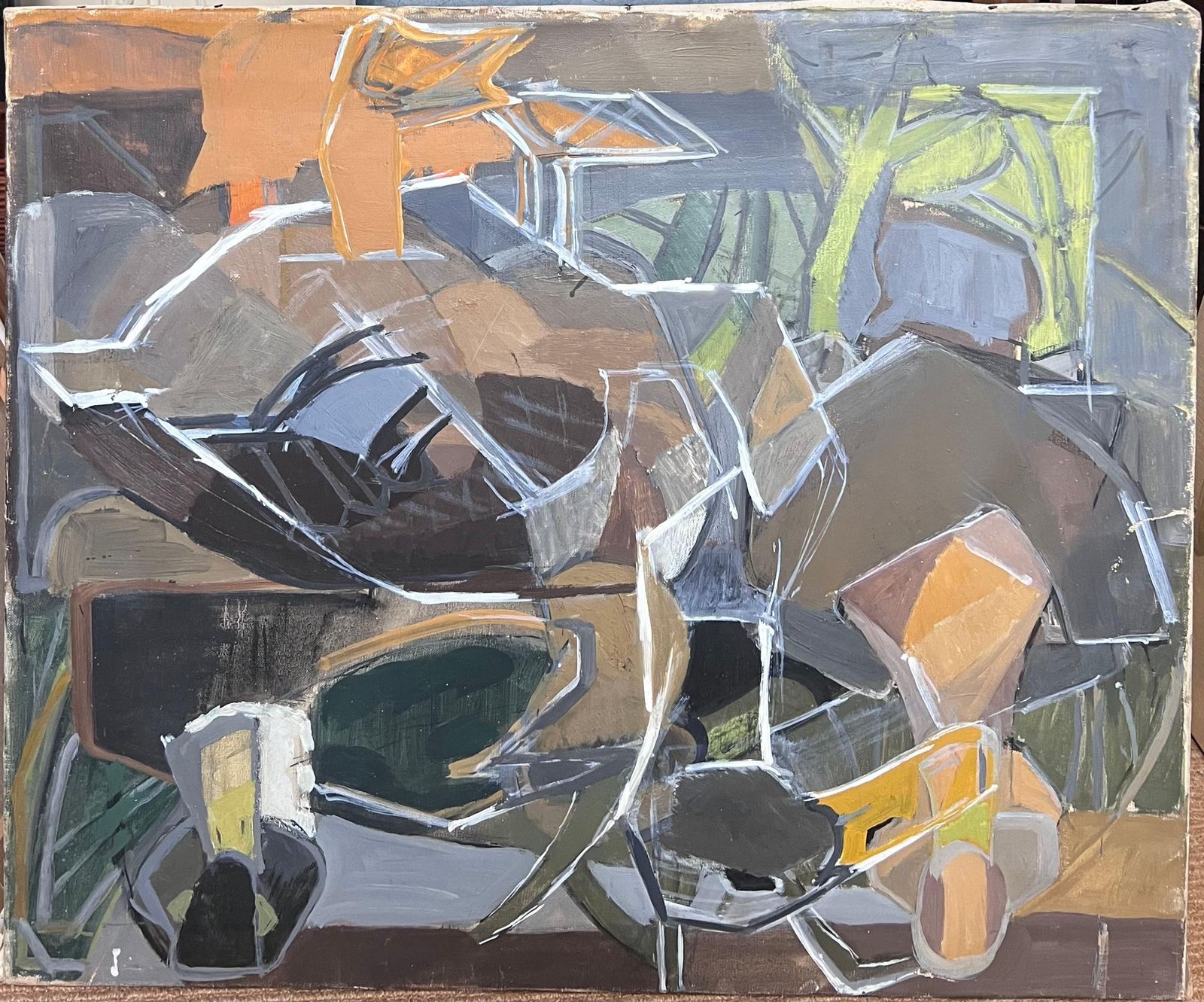 Laure Noetzin Azam (French 1929 2024)fine 20th Century French Cubist Oil Painting Figurative Modernist photo furniture