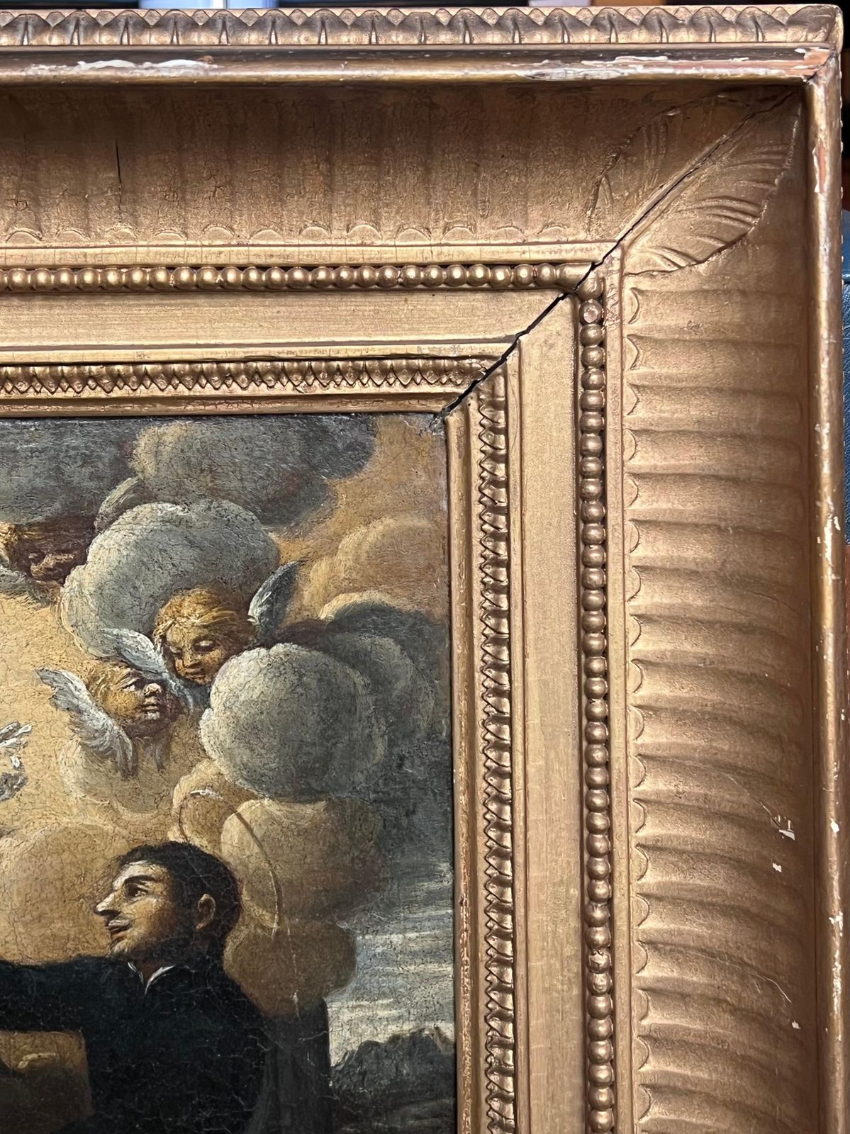 17th Century Italian Schoolmadonna & Child With Saint Heavenly Cherubs Fine 17th Century Old Master Oil photo 1950.0