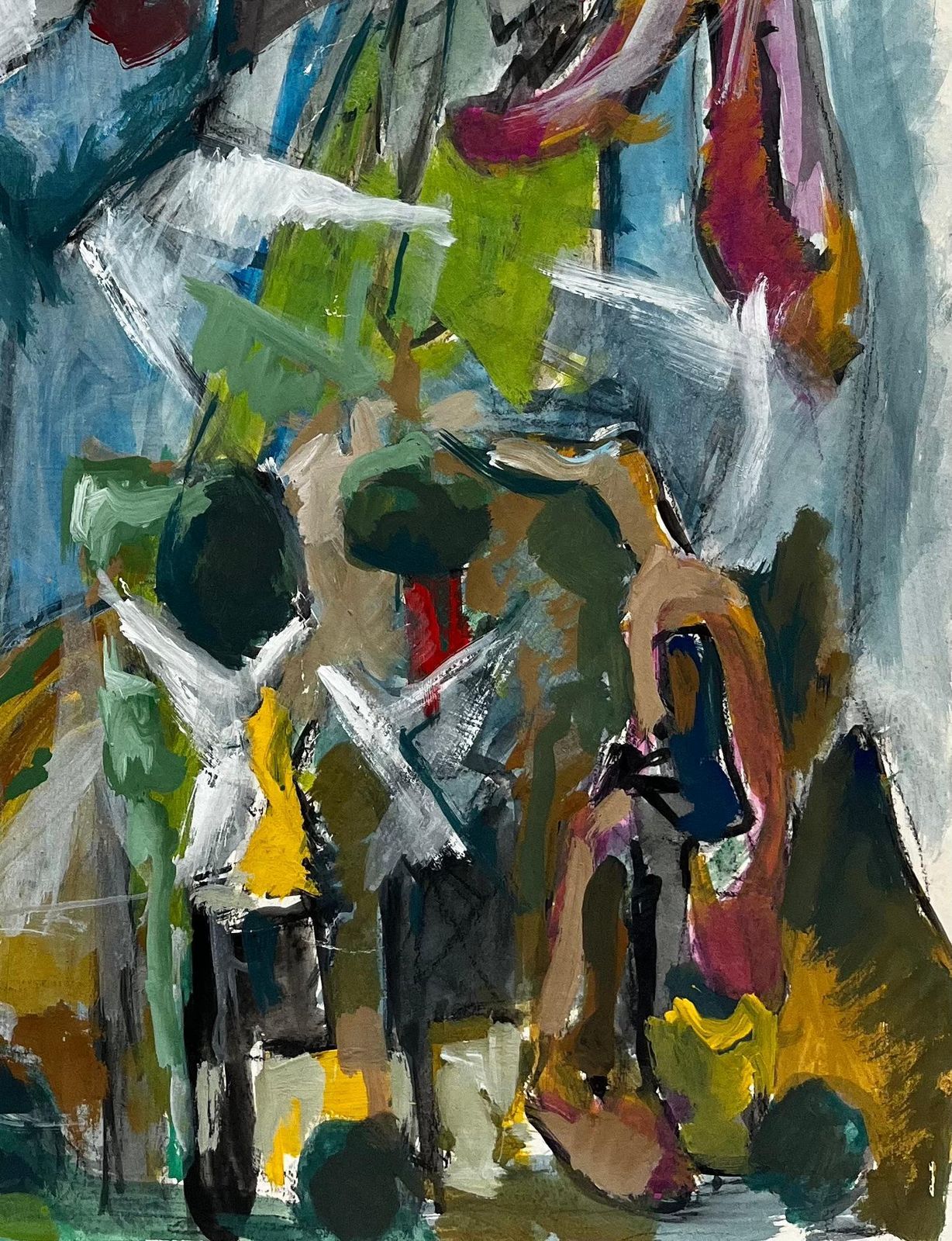 Guy Nicod Abstract Expressionist Figures Dynamic French Modernist Gouache Painting photo 586.0