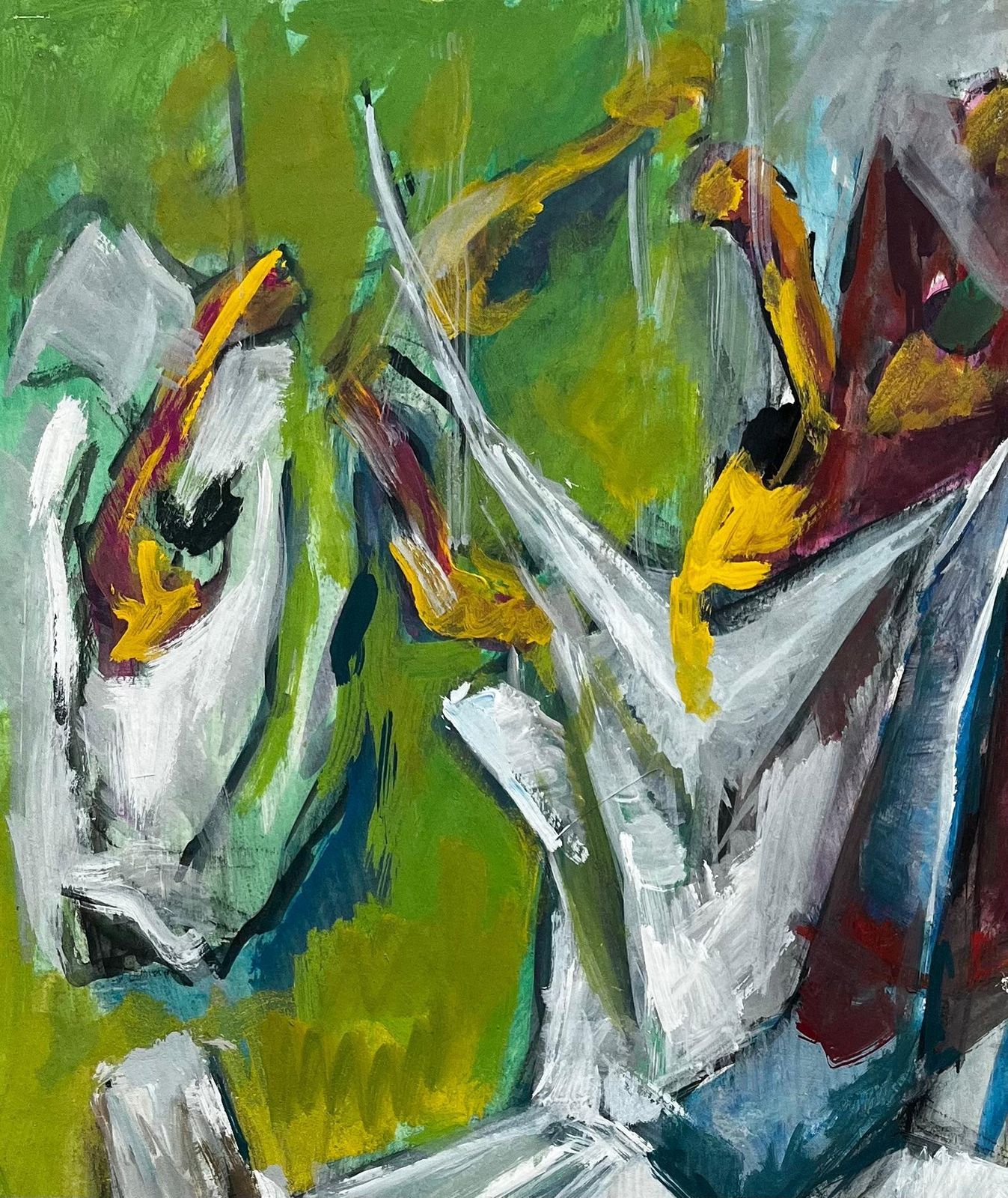 Guy Nicod Abstract Expressionist Figures Dynamic French Modernist Gouache Painting photo vinterior