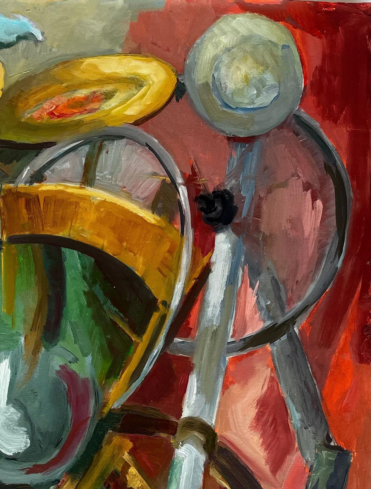 Guy Nicod Abstract Still Life With Plates Bowls And Chair French Modernist Gouache photo 672.0