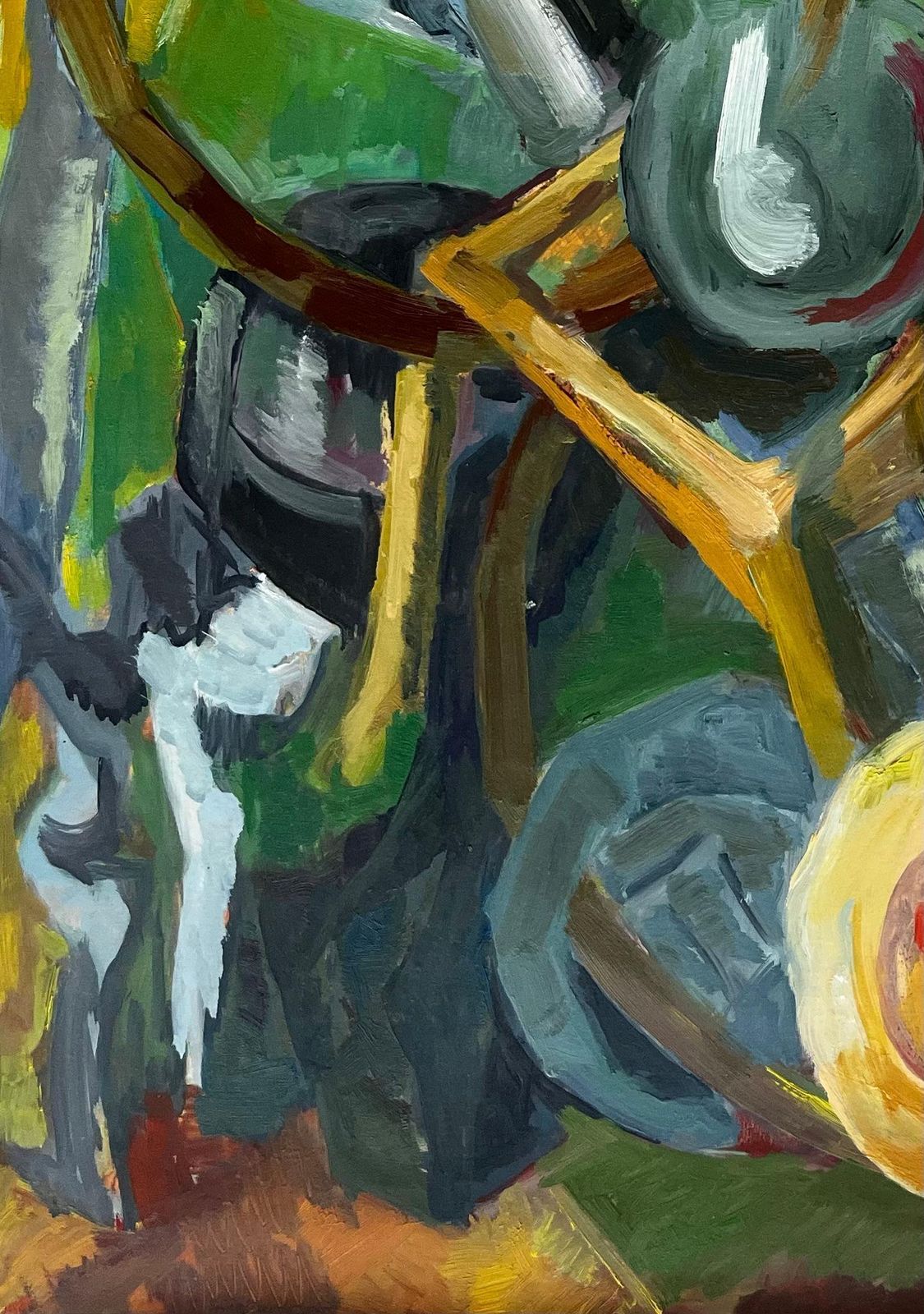 Guy Nicod Abstract Still Life With Plates Bowls And Chair French Modernist Gouache photo vinterior