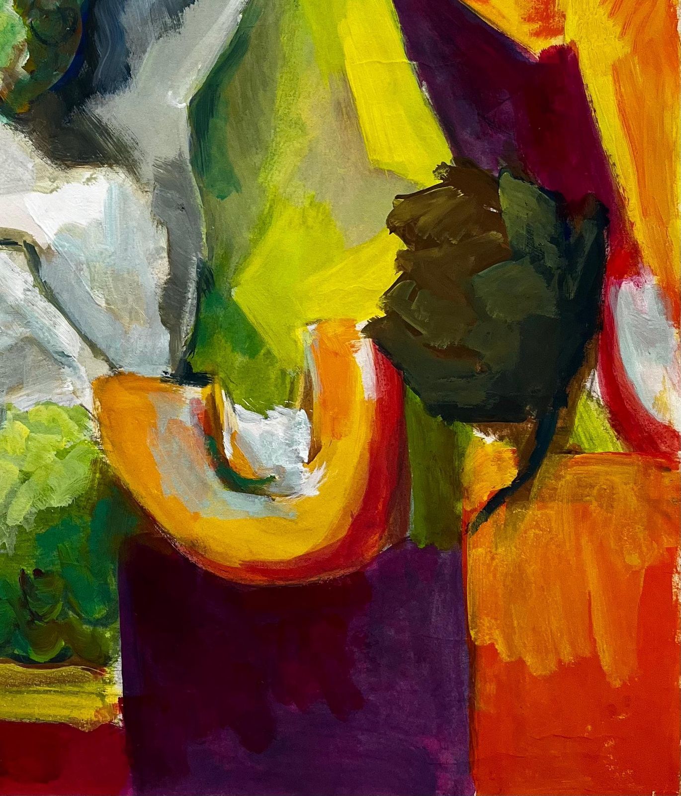 Guy Nicod Abstract Still Life With Fruit Grapes Pears And Melon French Modernist Gouache photo 571.0