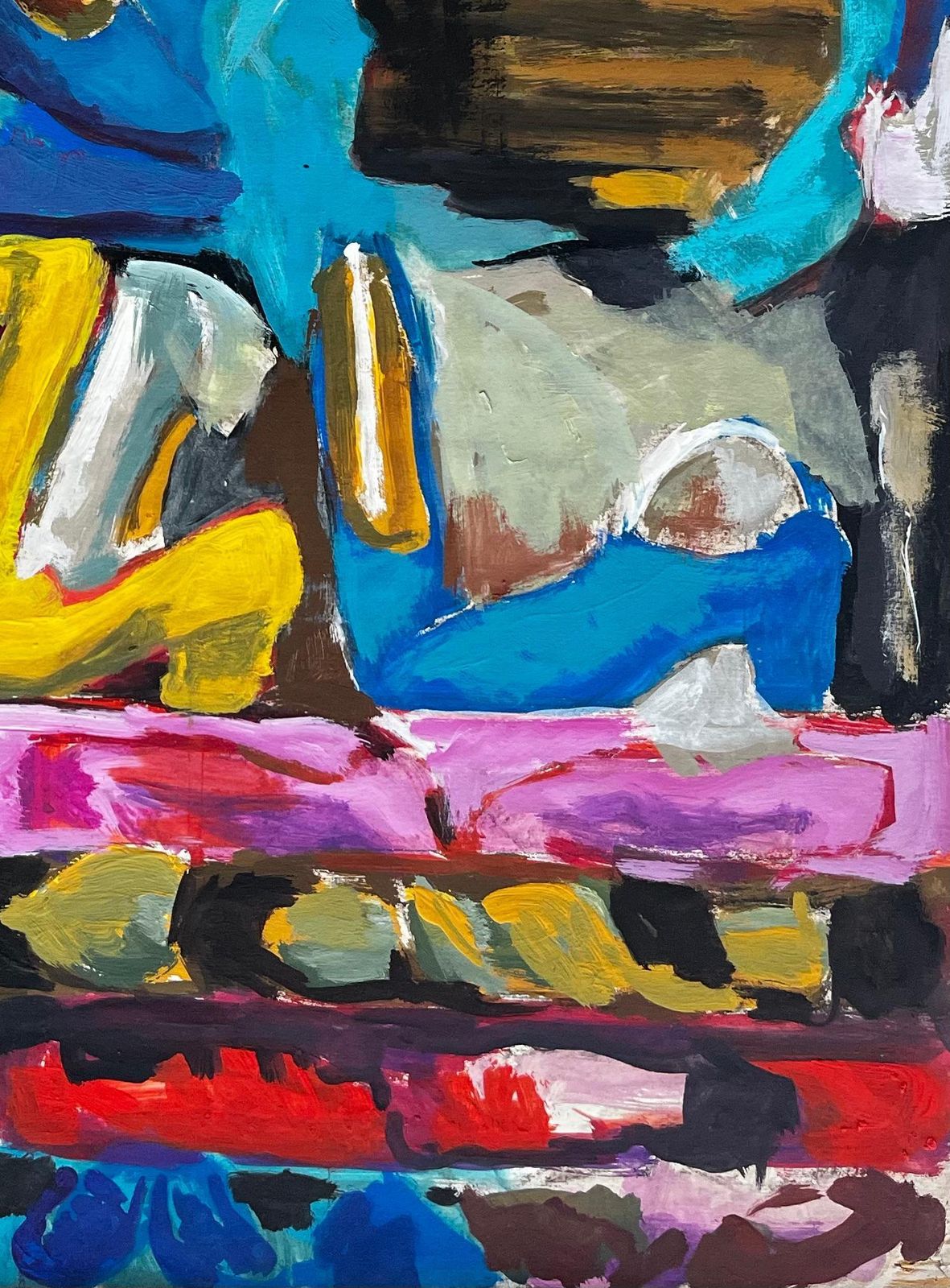 Guy Nicod Abstract Interior With Womens Shoes Colourful French Modernist Gouache photo 591.0