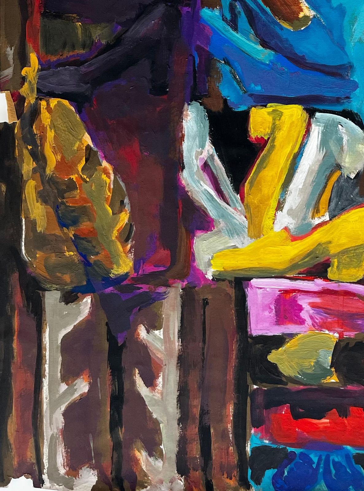 Guy Nicod Abstract Interior With Womens Shoes Colourful French Modernist Gouache photo vinterior