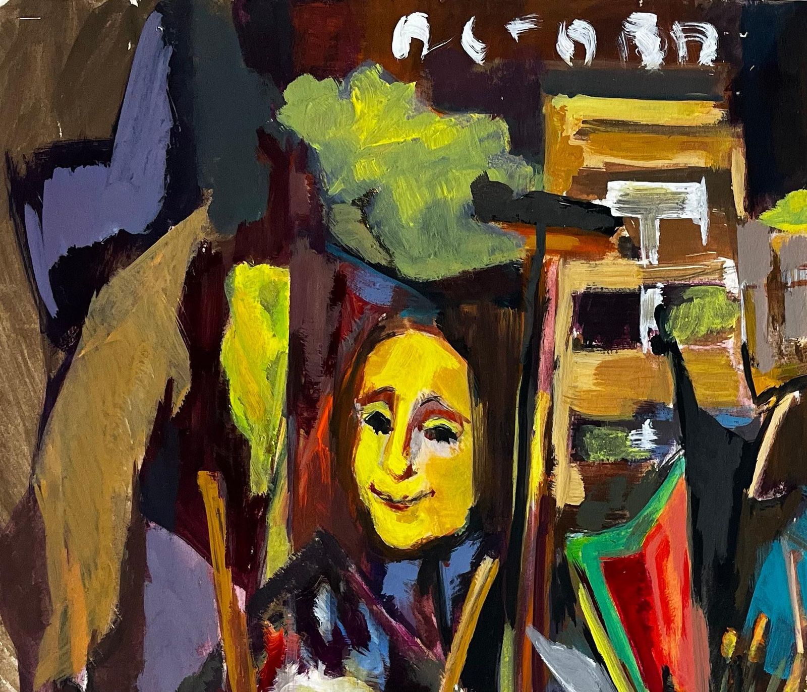 Guy Nicod Artist Studio Interior With Easels Portraits And Painting Tools French Modernist photo for sale