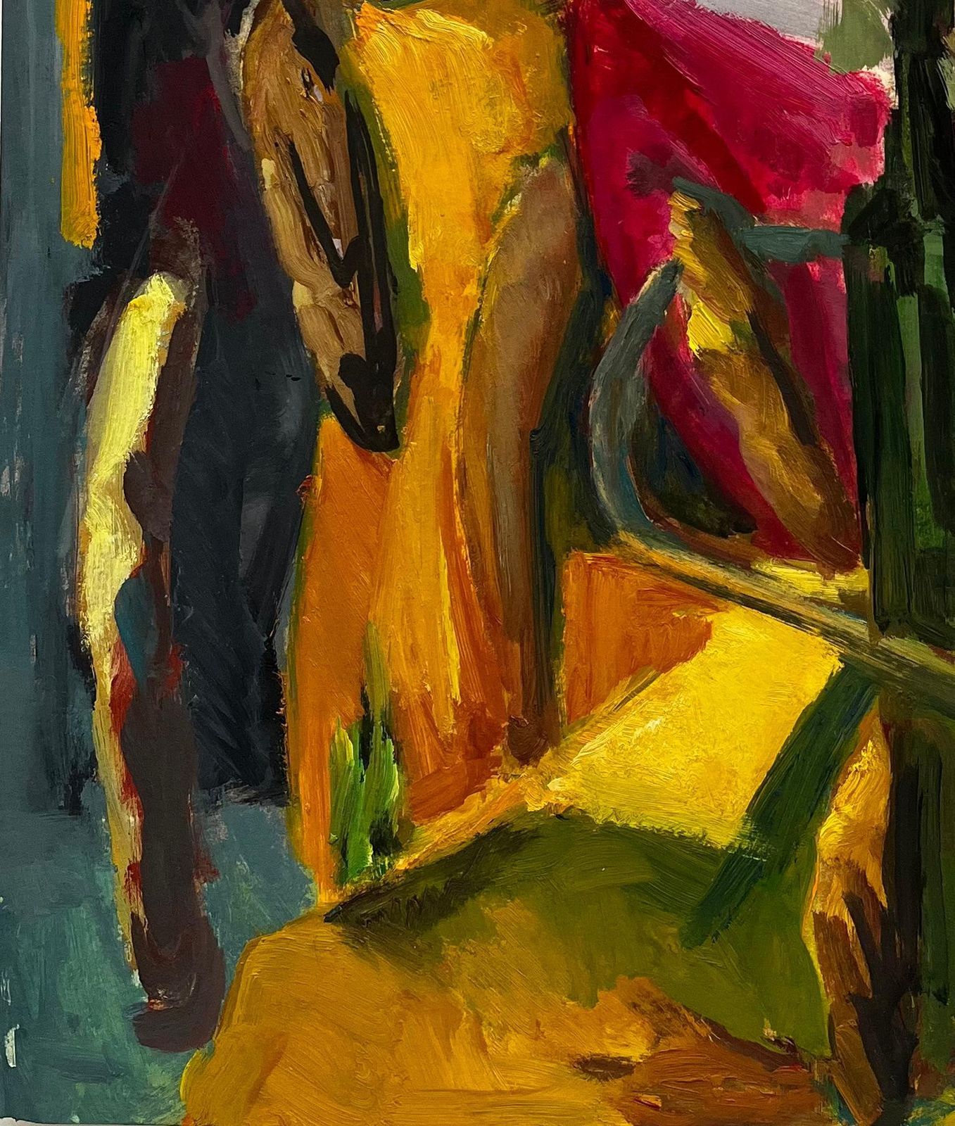 Guy Nicod Green Bottle Looping Rope Draped Fabrics And Yellow Red Forms French Modernist photo vinterior