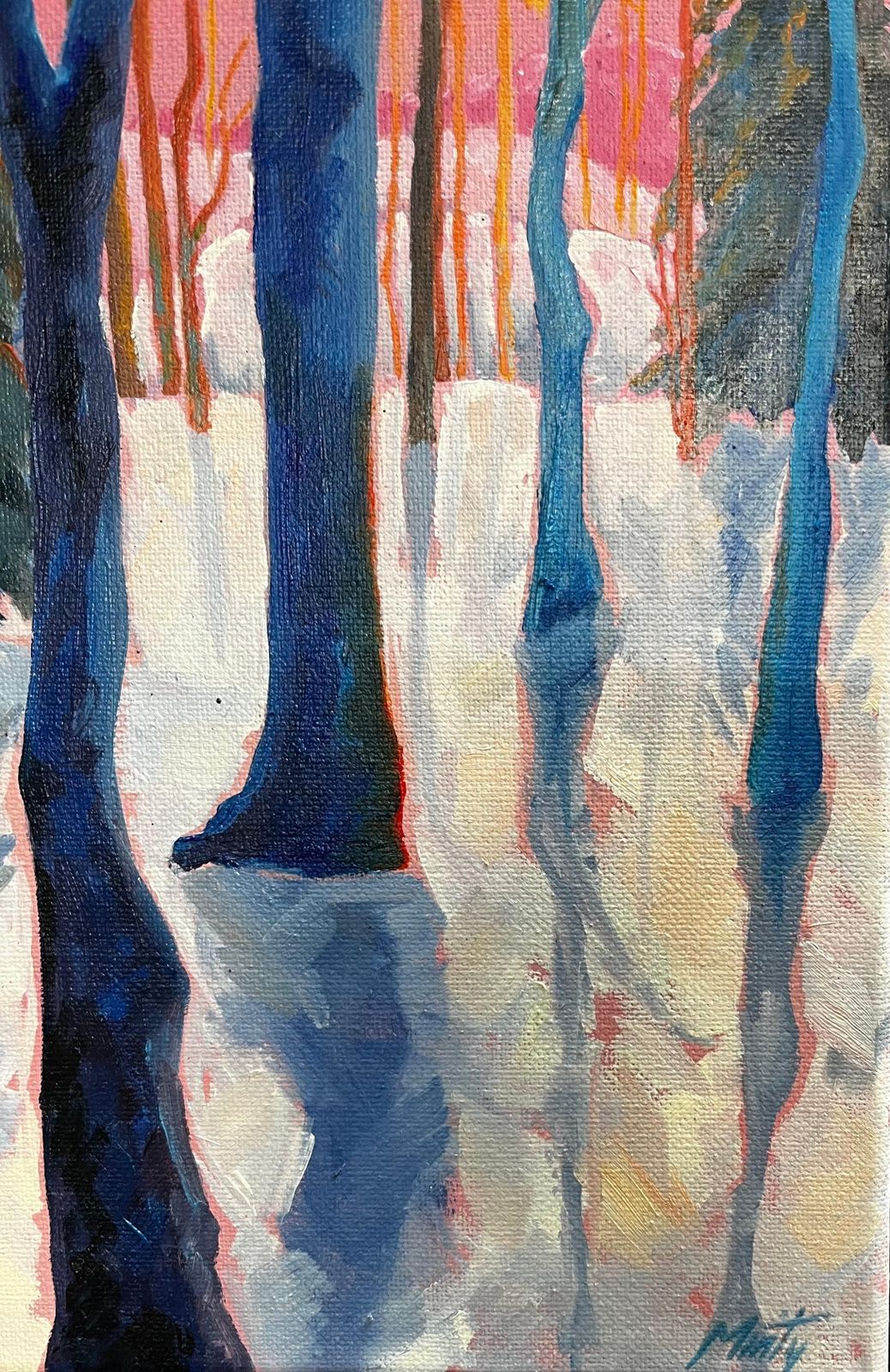 Minty Ramseykuusamo Finland Winter Forest Sunset Landscape Original Contemporary Oil2024 photo buy