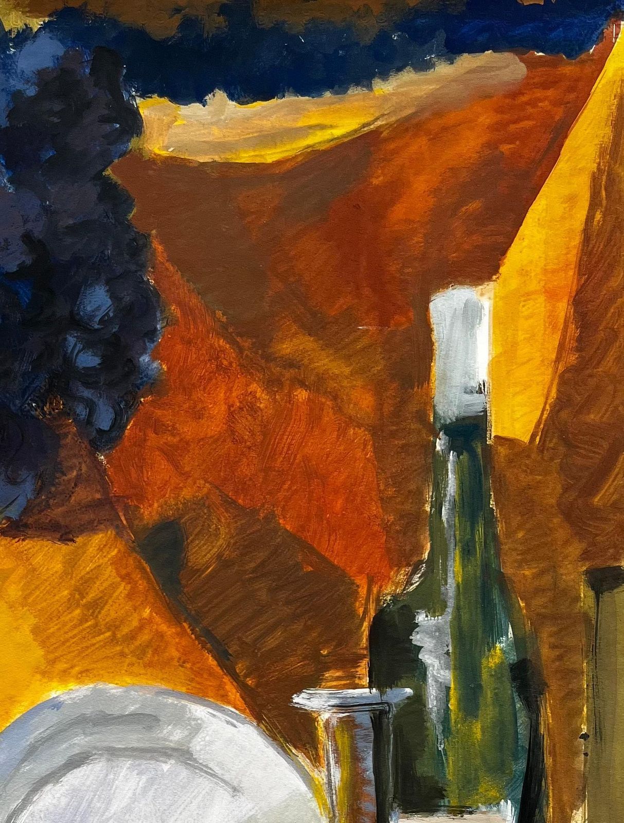 Guy Nicodgrapes Wine Bottles Jug And Plate Golden Drapery French Modernist Still Life photo 652.0