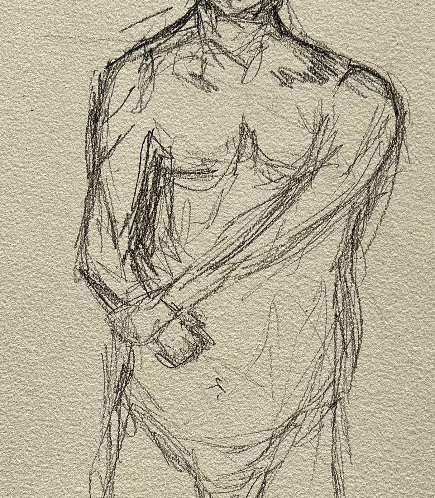 Minty Ramseystanding Nude Male Figure Front View Expressive Contemporary Life Drawing2025 photo Art