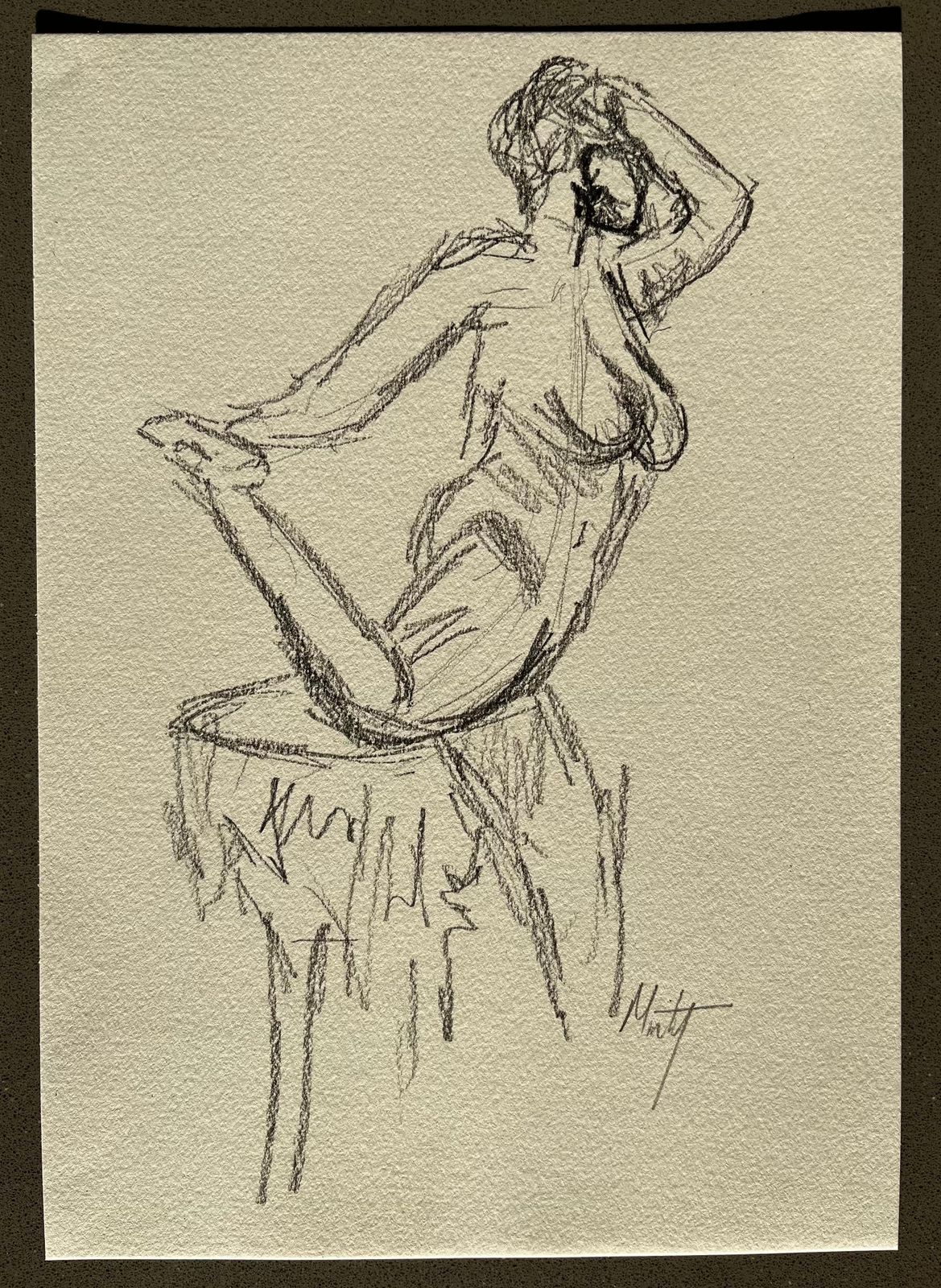Minty Ramseydynamic Nude Female Figure Sketch In Pencil On Paper2025 photo furniture