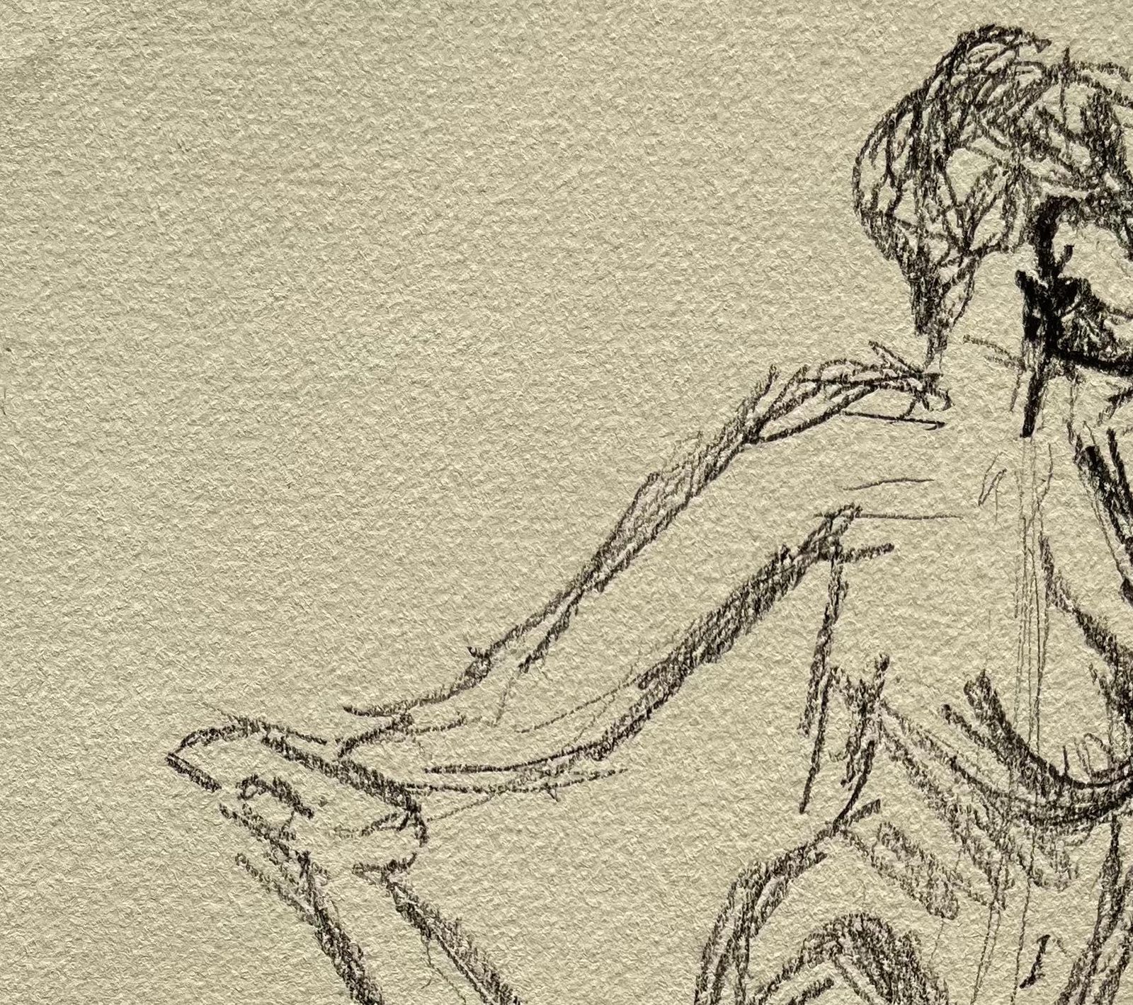 Minty Ramseydynamic Nude Female Figure Sketch In Pencil On Paper2025 photo Art