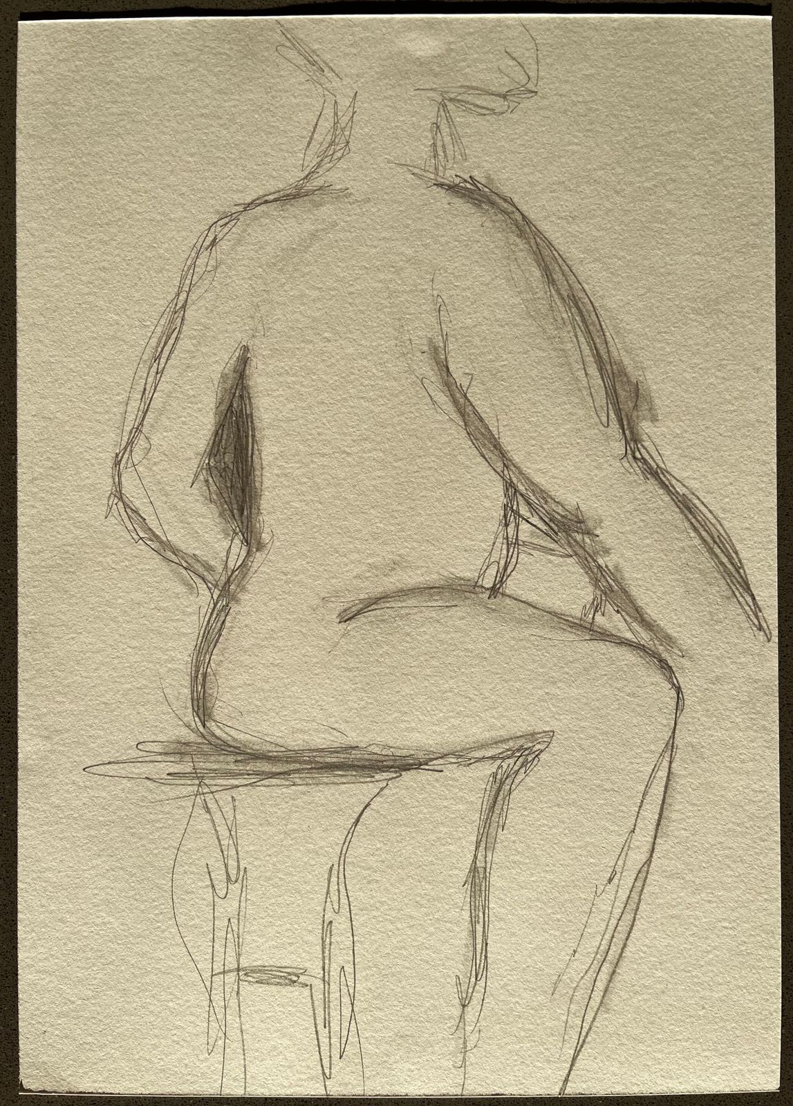 Minty Ramseyseated Back View Nude Female Figure Minimalist Pencil Contemporary Life Drawing2025 photo furniture