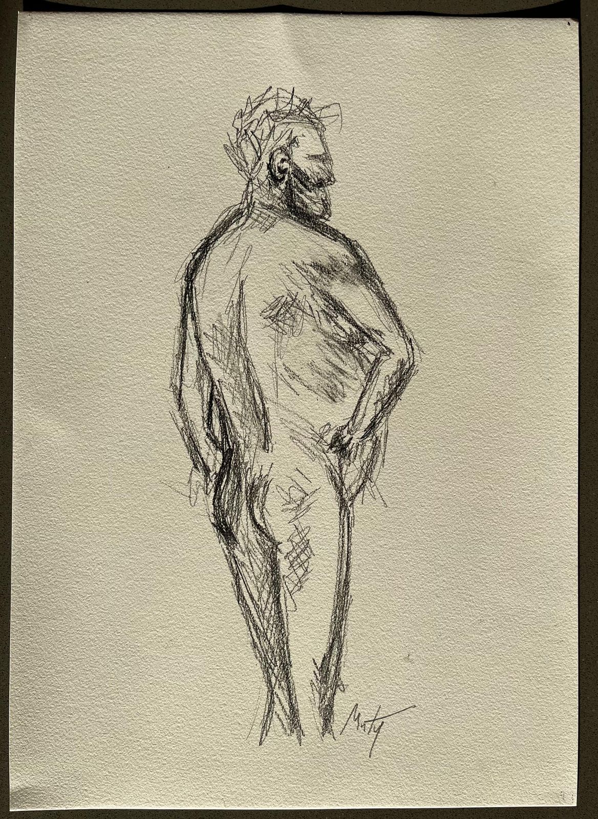 Minty Ramseystanding Back View Nude Male Figure Expressive Contemporary Life Drawing2025 photo furniture