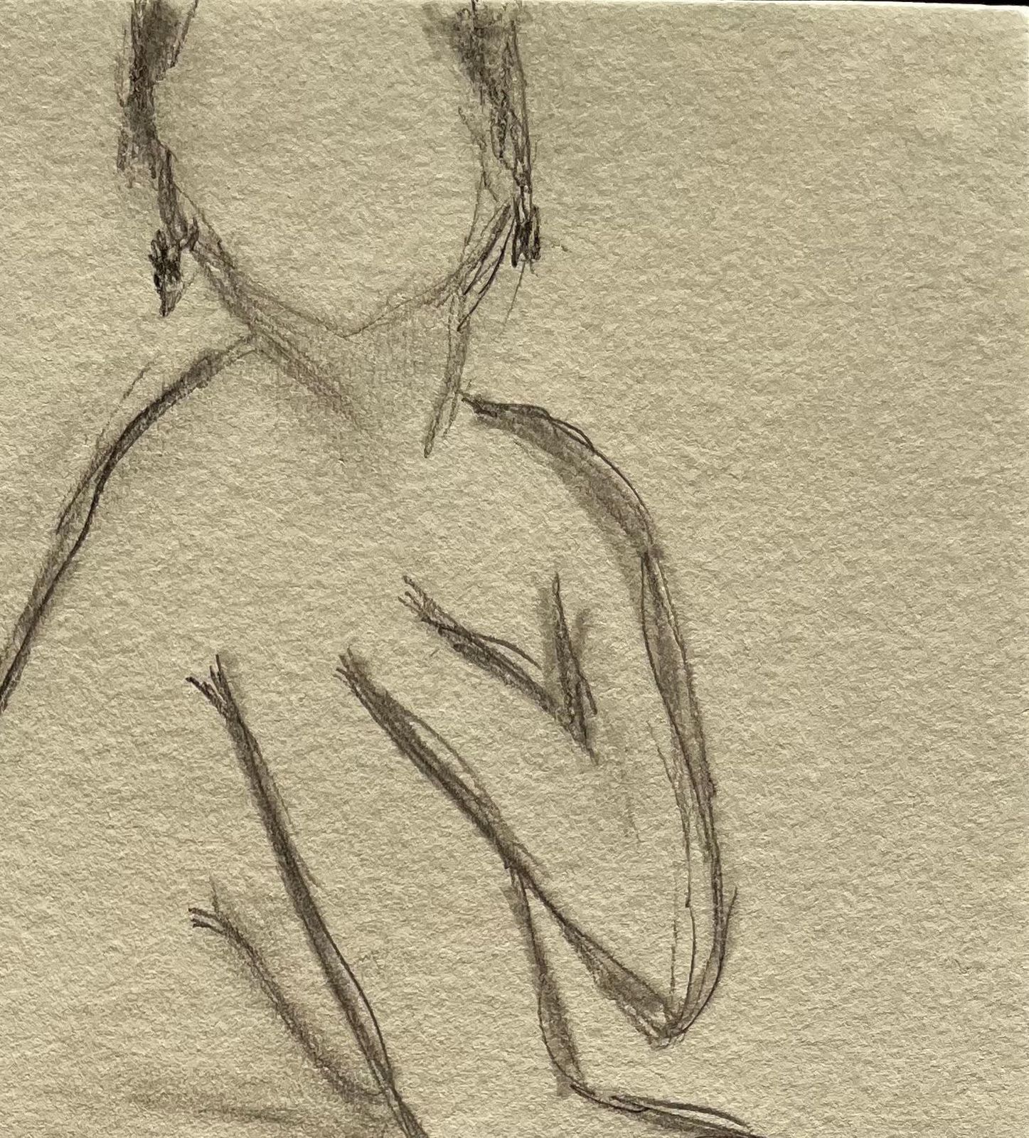 Minty Ramseyseated Nude Female Figure Minimalist Pencil Life Drawing Contemporary Gesture2025 photo for sale