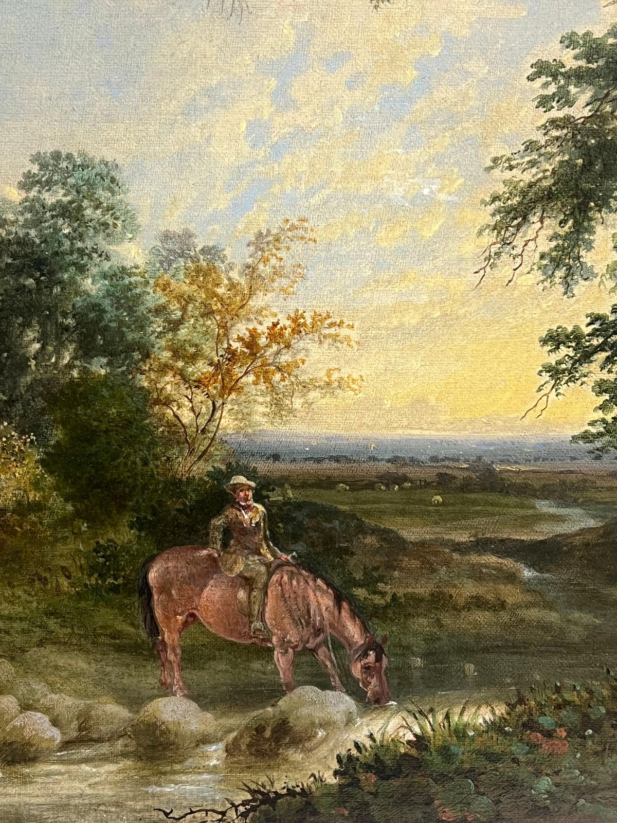 English School (19th Century)victorian English Oil Painting Horse & Rider In Rural Landscape With River photo 1206.0